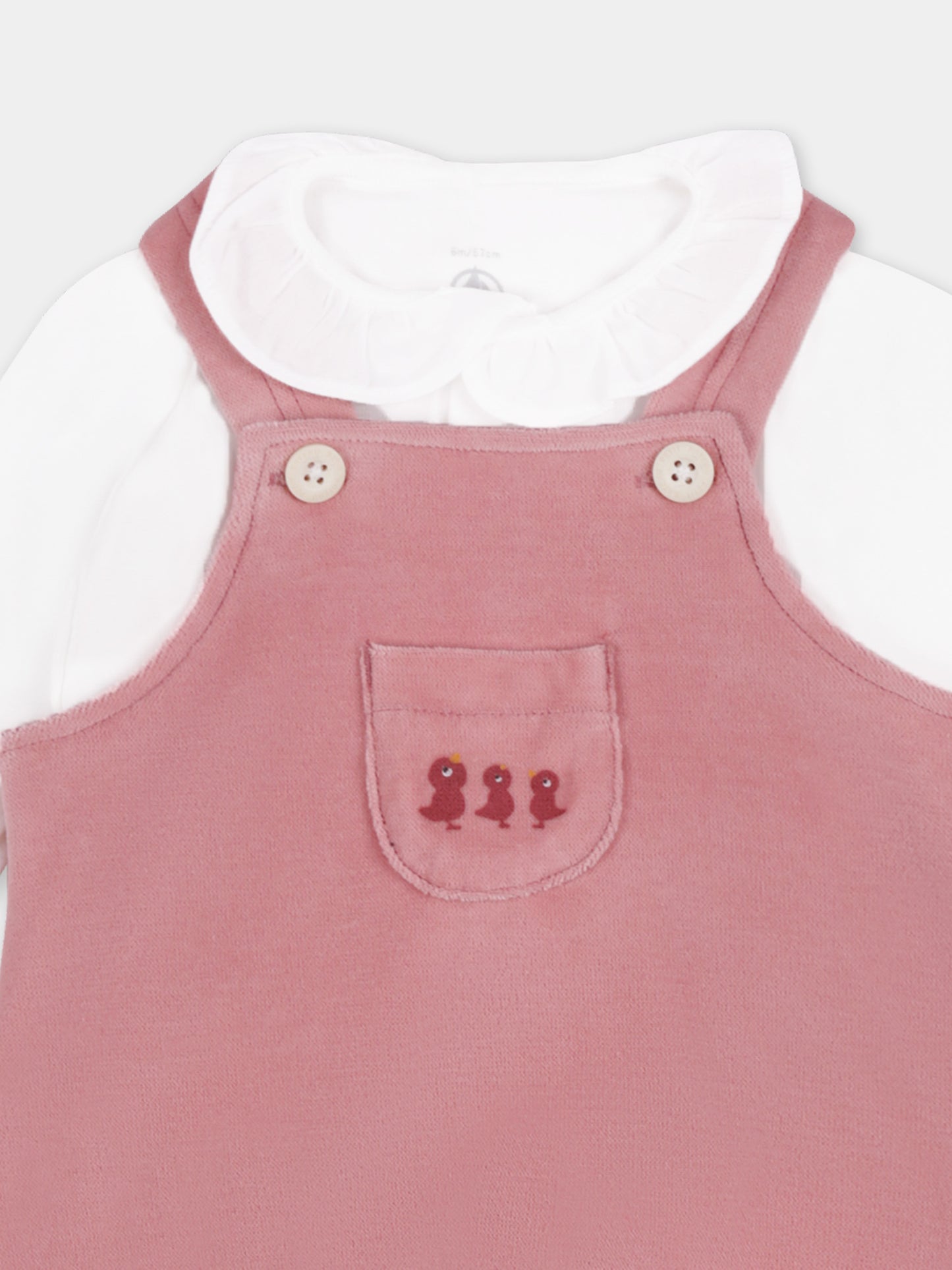 Completo nascita rosa per neonata con pulcini,Petit Bateau,A0BNR 01
