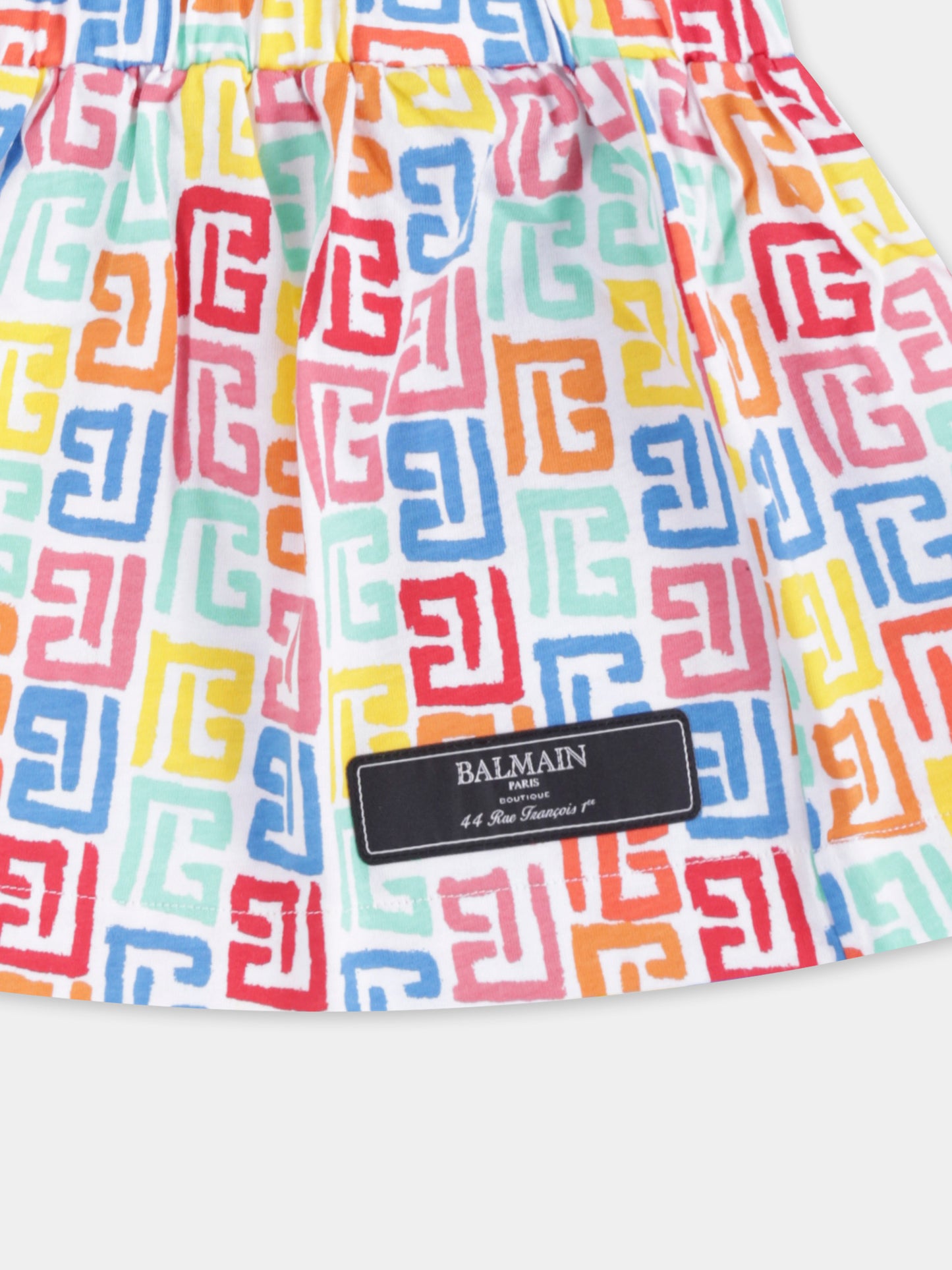 Gonna multicolor per neonata con logo,Balmain Kids,BW7021 Z2856 100MC