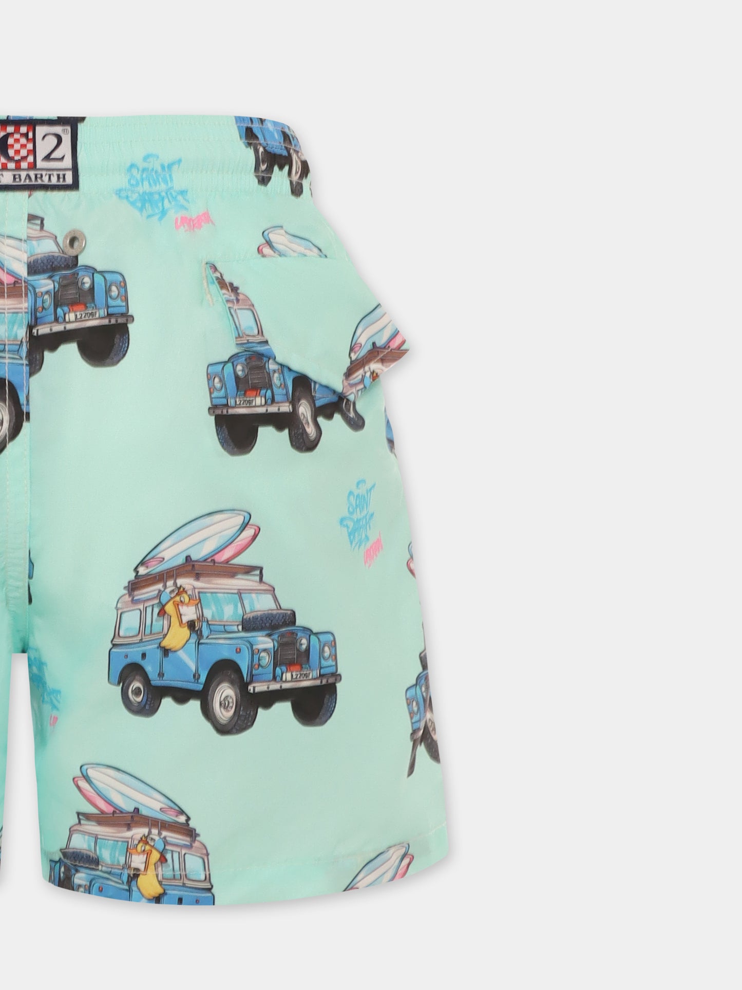 Boxer mare celeste per bambino con automobile all over,Mc2 Saint Barth,JEA0004 03009H