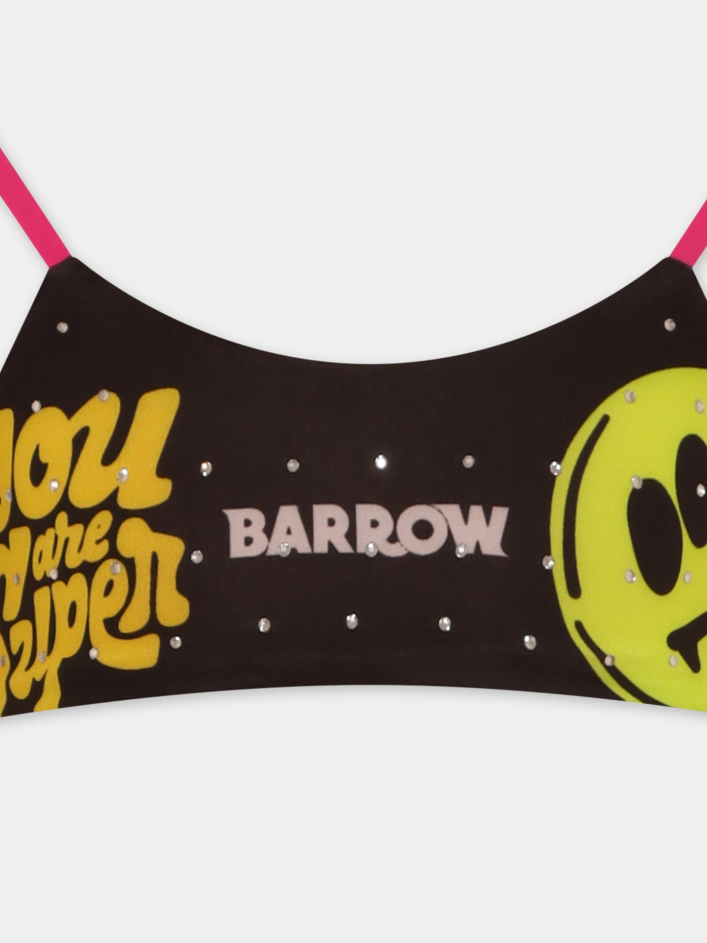 Bikini nero per bambina con smile e strass,Barrow,S5BKJGSB183 110