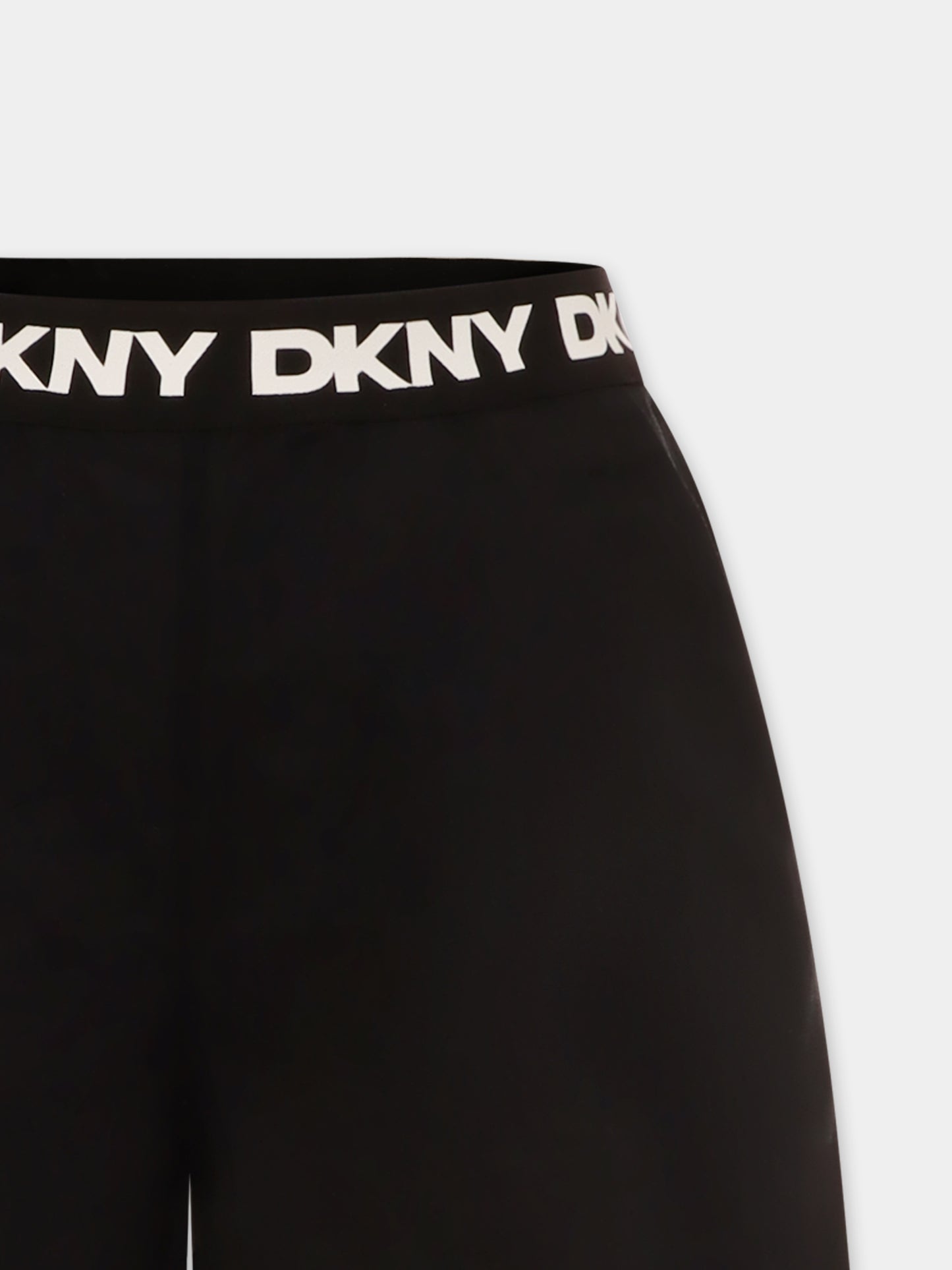 Pantaloni neri per bambina con logo,Dkny,D60221 09B