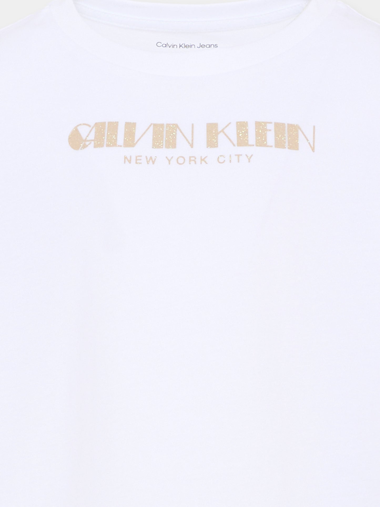 T-shirt bianca per bambina con logo,Calvin Klein Kids,IG0IG03090 YAF