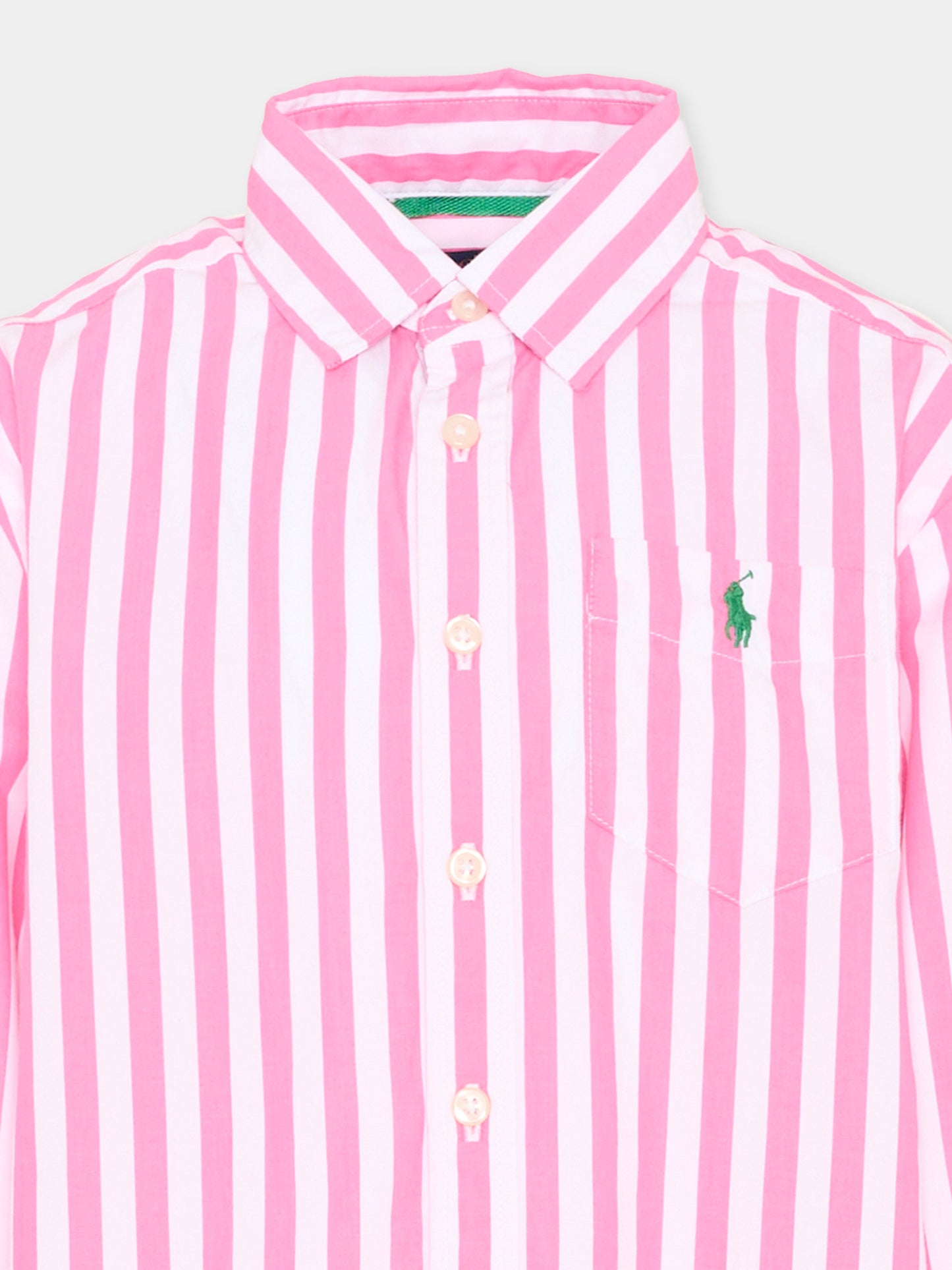 Camicia rosa a righe per bambina con Polo Pony,Ralph Lauren Kids,A95902001