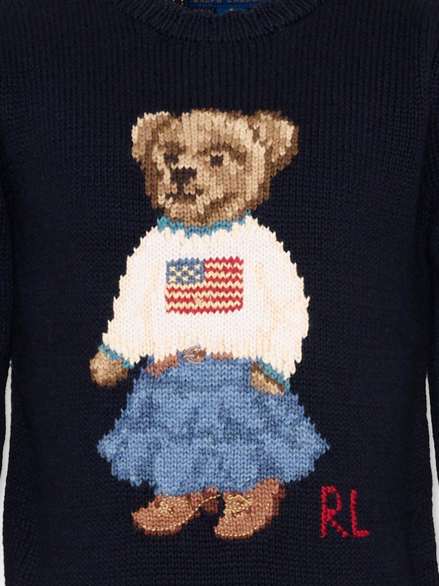 Maglione blu per bambina con Polo Bear,Ralph Lauren Kids,702268001