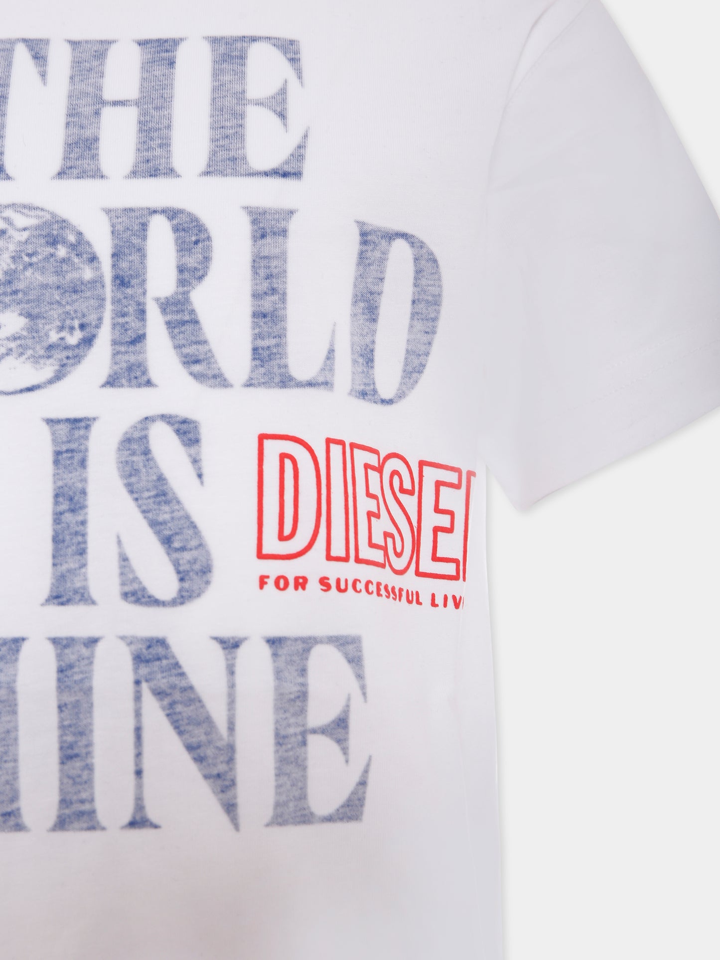 T-shirt bianco per bambino con logo e scritta,Diesel,J01998 0CATM K100