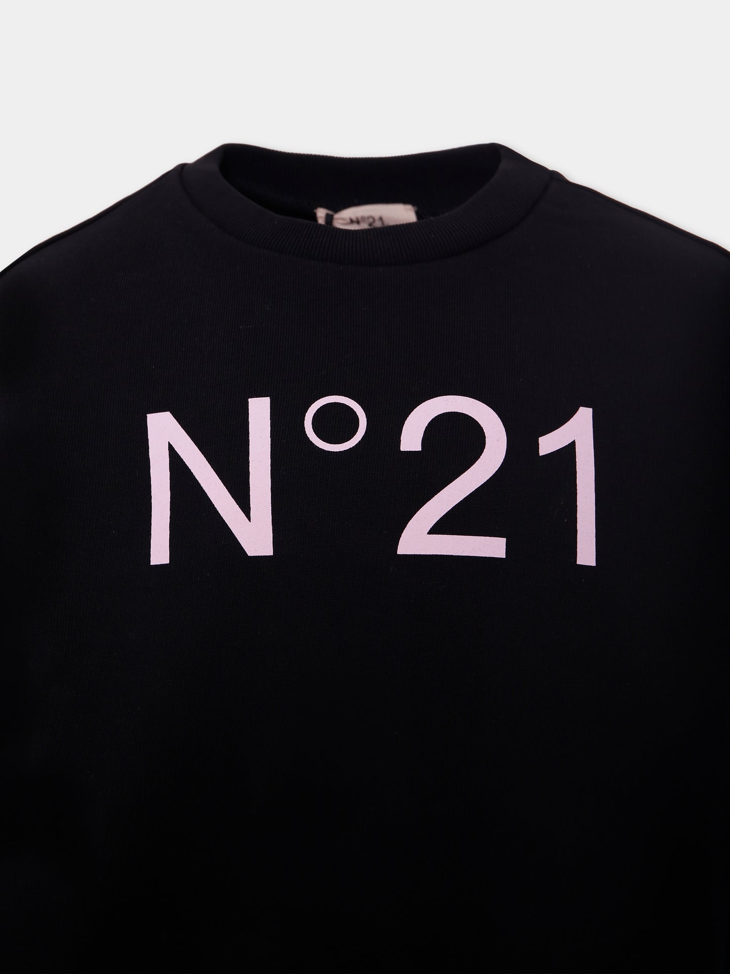 Felpa nera per bambina con logo,N°21 Kids,N21A23 N0154 0N900