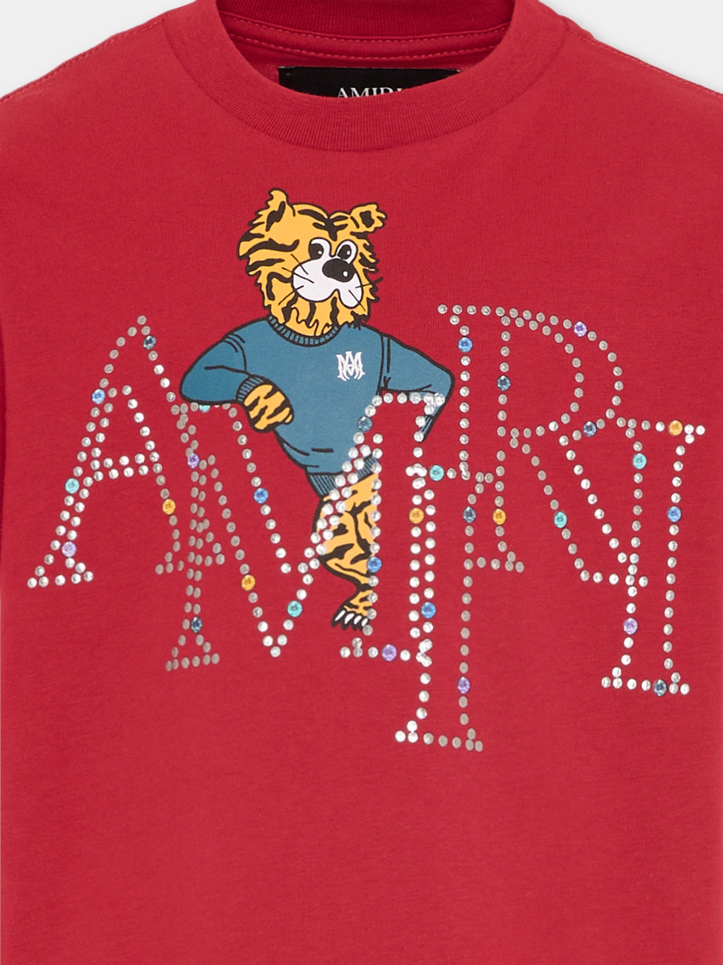 T-Shirt rossa per bambini con stampa tigre,Amiri,ACTOJR1004 RED ROSE