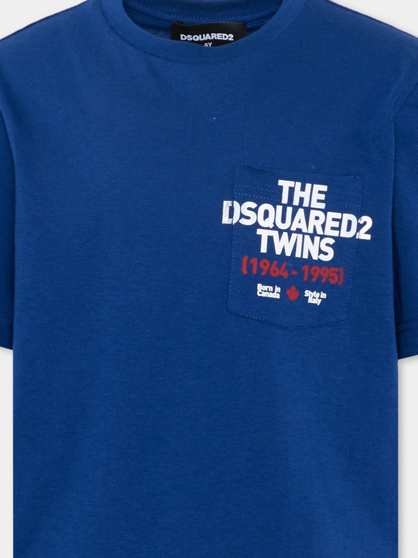 T-Shirt blu per bambino con logo,Dsquared2,DQ3166 D004G DQ865