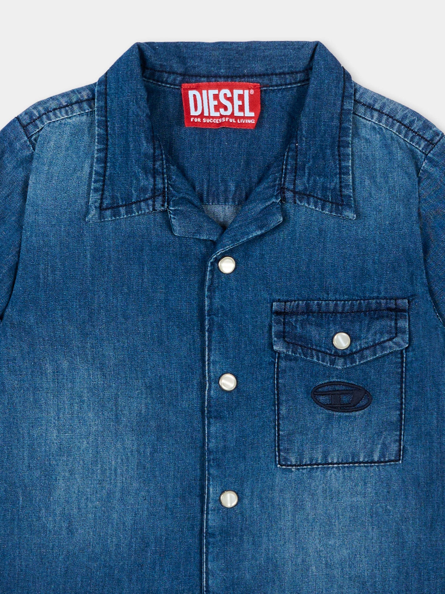 Camicia denim per neonato con logo,Diesel,K00724 KXBRW K01