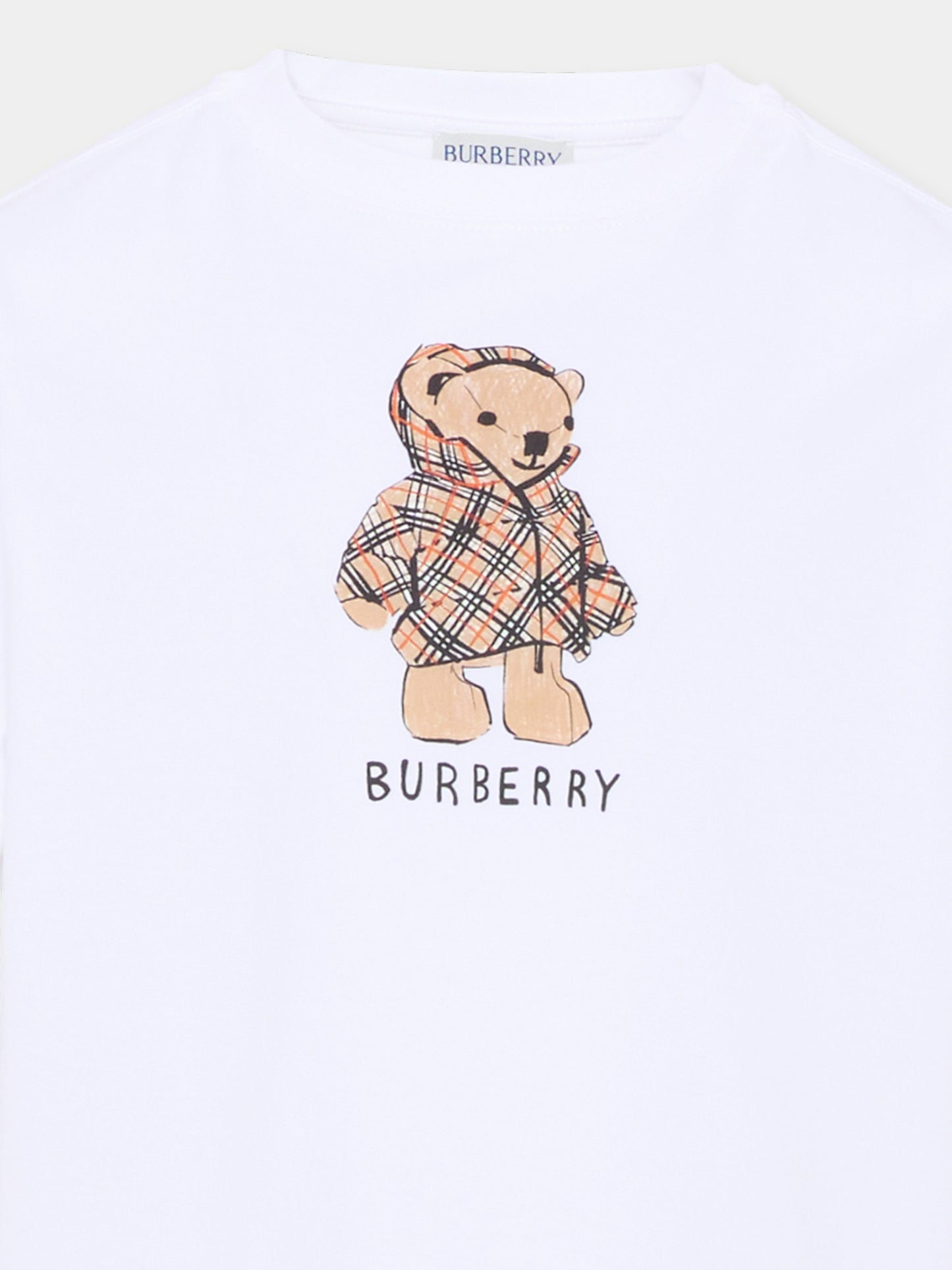 T-shirt bianca per bambini con orsetto Thomas,Burberry Kids,8117538 A1464