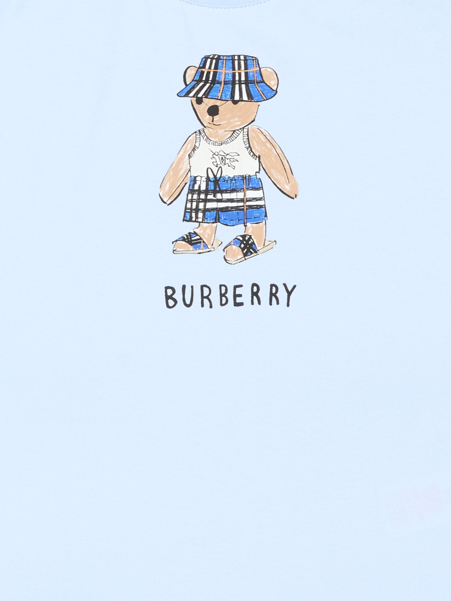 Pagliaccetto celeste per neonato con orsetto Thomas,Burberry Kids,8119305 A2165