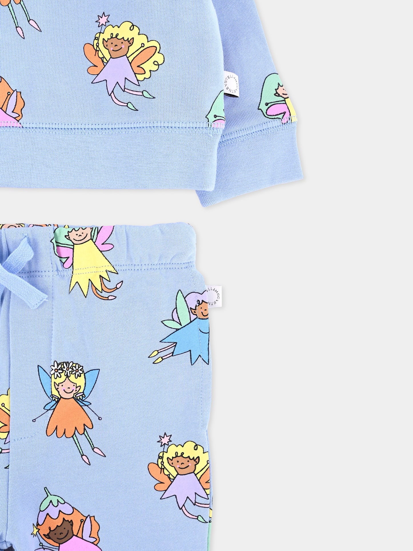 Completo celeste per neonata con fate all over,Stella Mccartney Kids,TW3000 Z2724 652MC