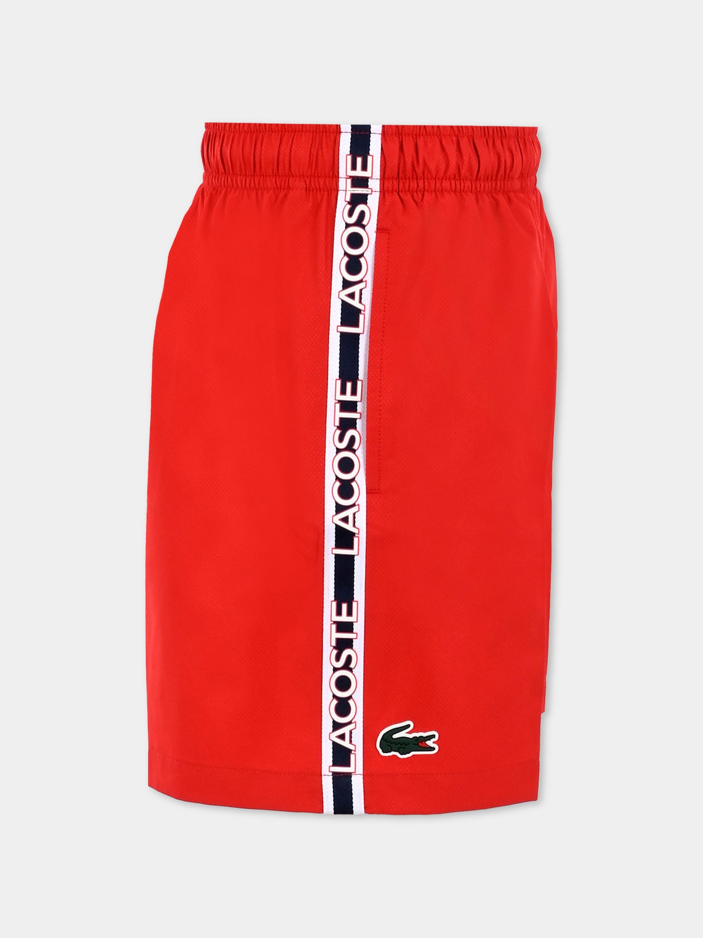 Shorts rossi per bambino con logo e coccodrillo,Lacoste,GJ8485 ZBG