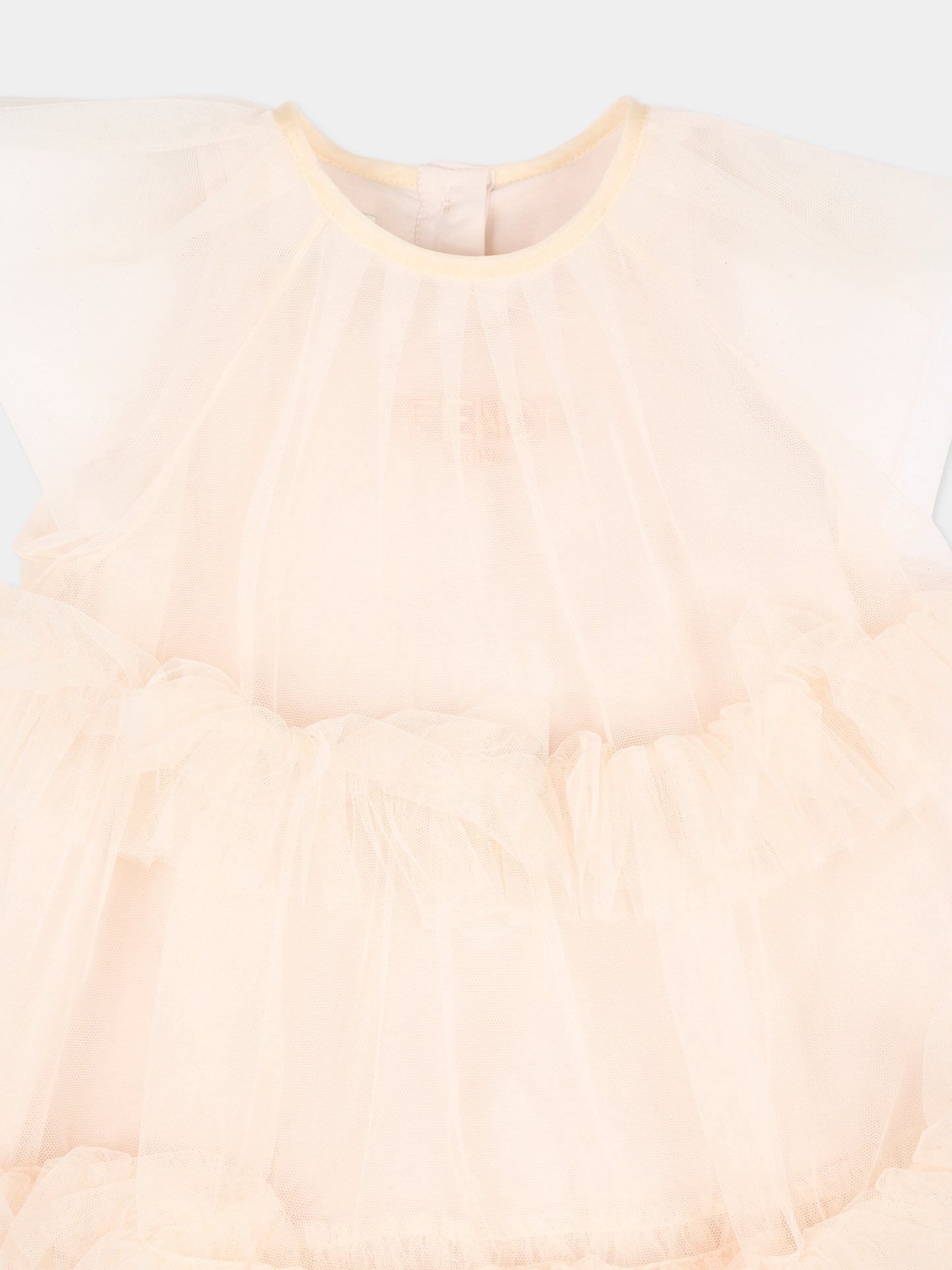 Abito rosa in tulle per neonata,Fendi Kids,BFB600 AEXX F0MXV