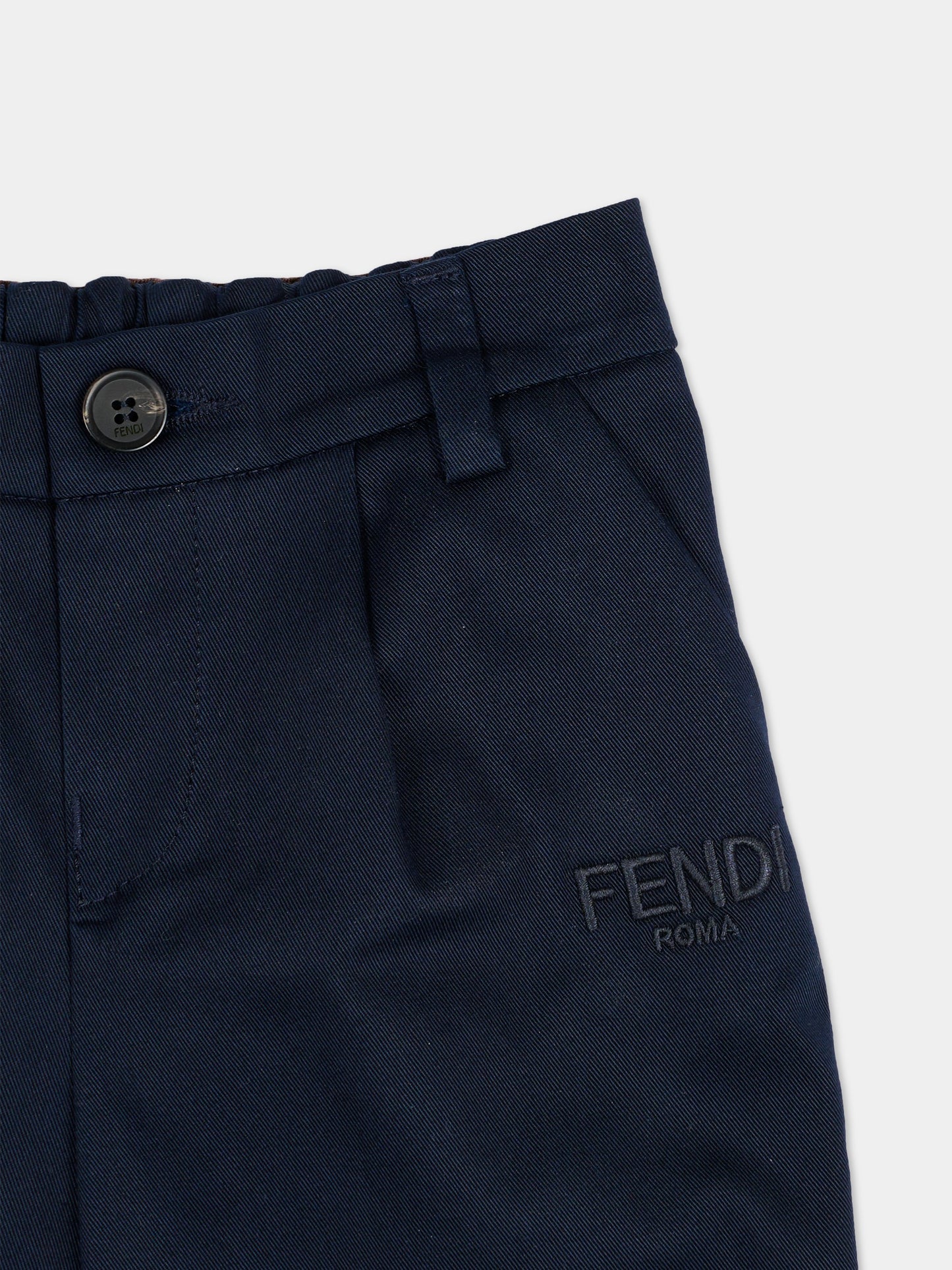 Pantaloni blu per neonato con logo,Fendi Kids,BMF271 AS5Y F0QG0