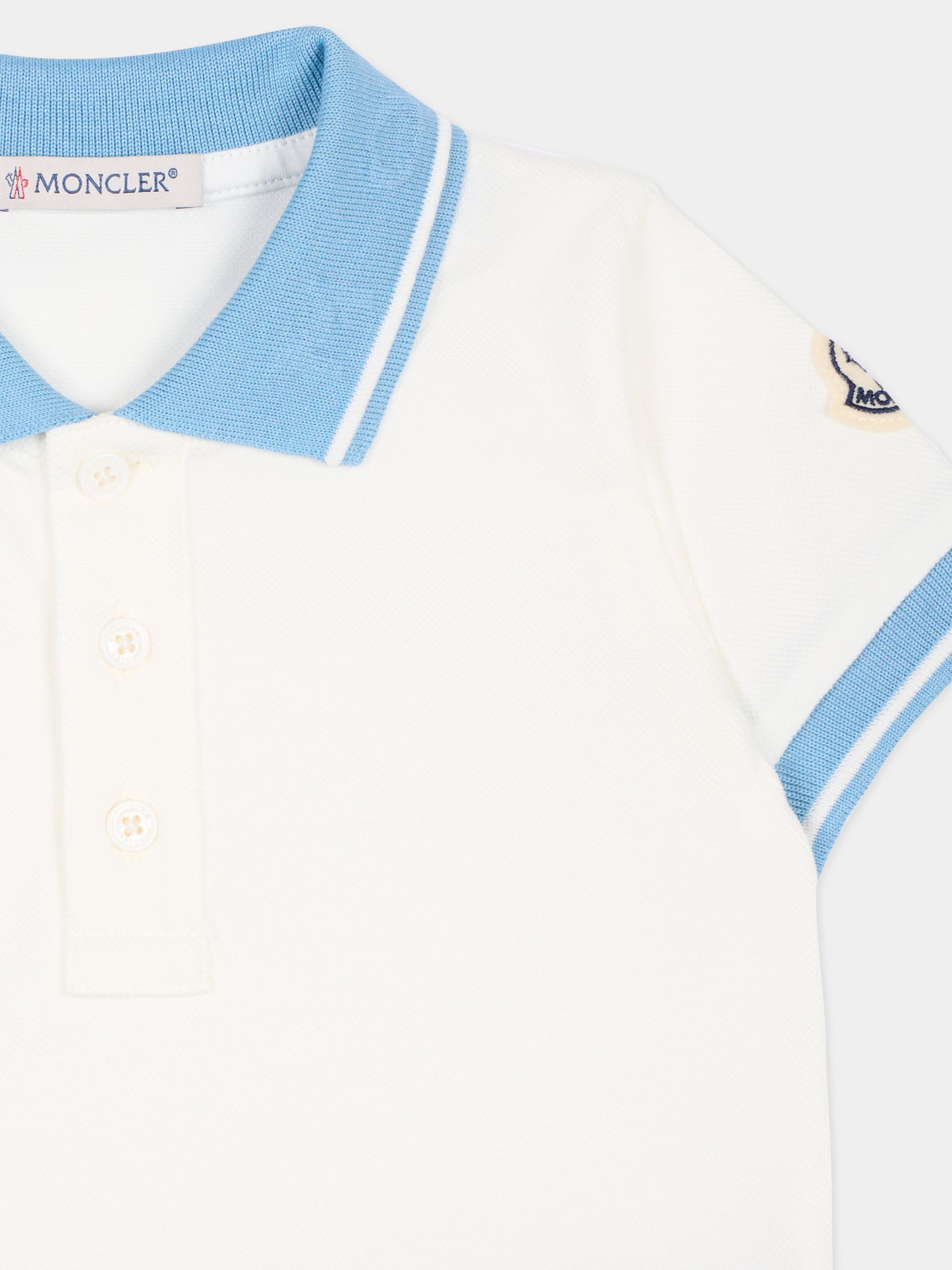 Polo bianca per neonato con logo,Moncler Kids,L1951 8A00001 8496F 034