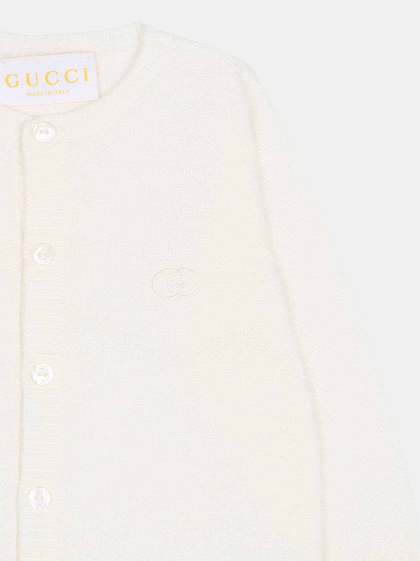 Tutina avorio per neonati con GG,Gucci Kids,851231 XKFFH 9692