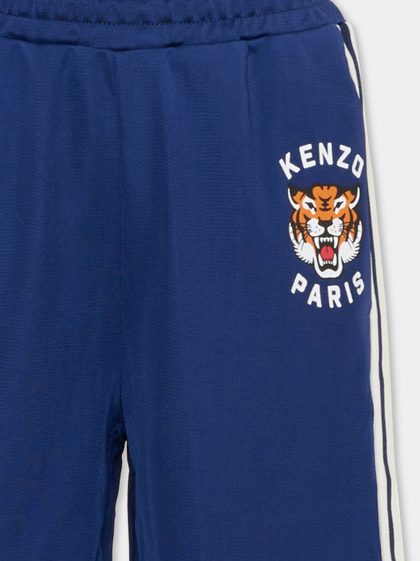 Shorts blu per bambini con Lucky Tiger,Kenzo Kids,K61695 84N