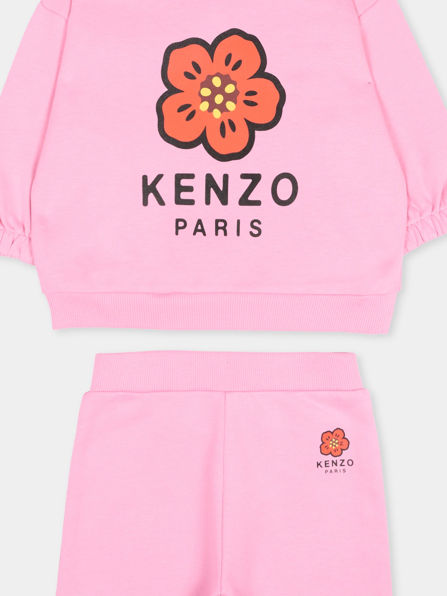 Completo sportivo rosa per neonata con fiore Boke,Kenzo Kids,K61726 47F