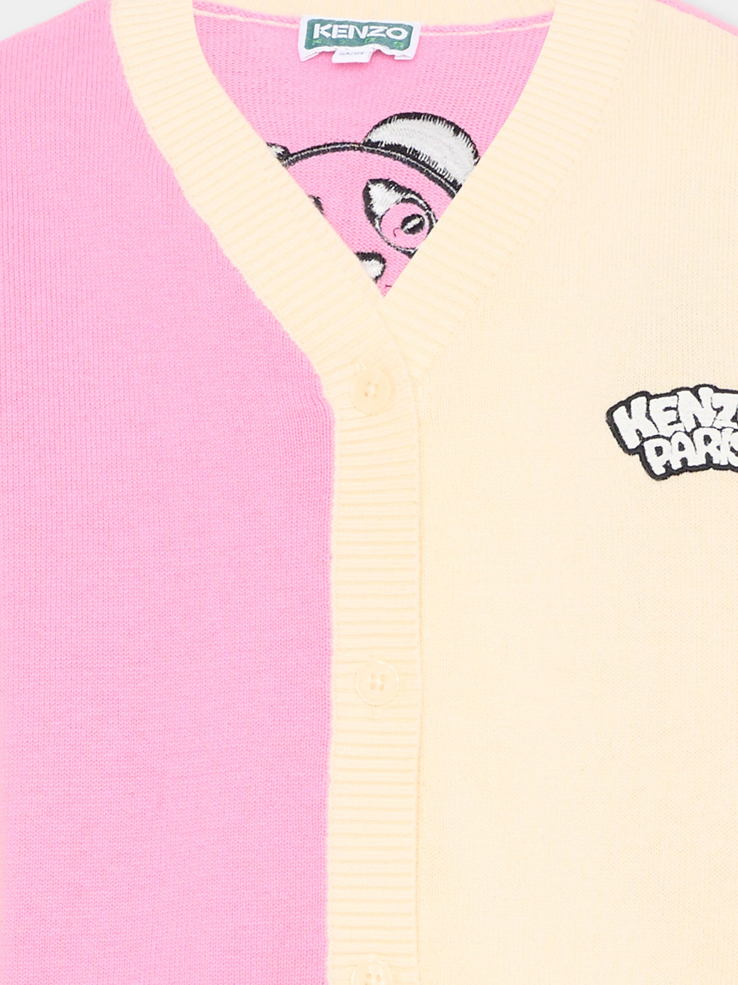 Cardigan multicolor per bambina con patch,Kenzo Kids,K61791 47F