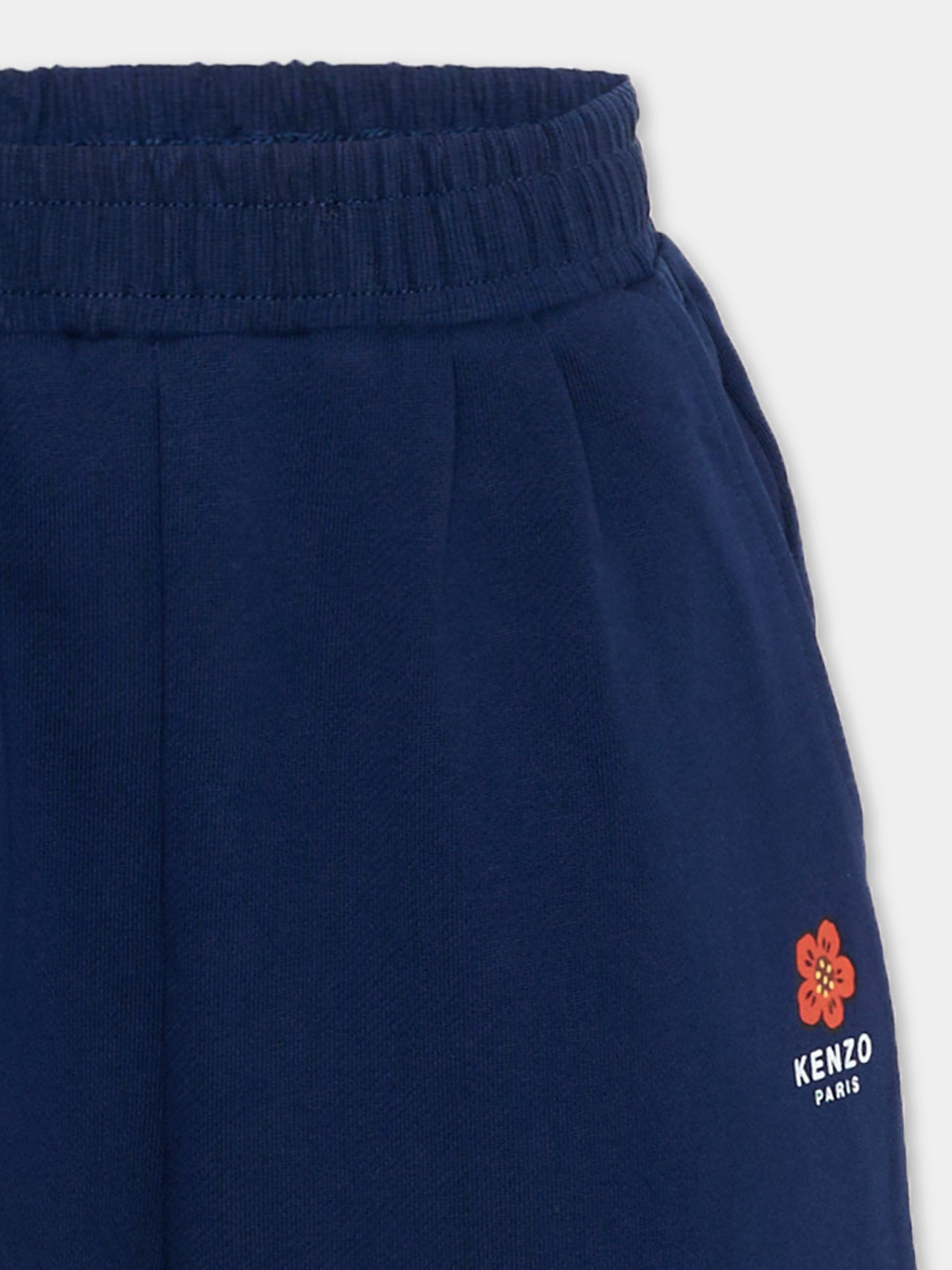 Shorts sportivi blu per bambina con fiore Boke,Kenzo Kids,K61797 84N