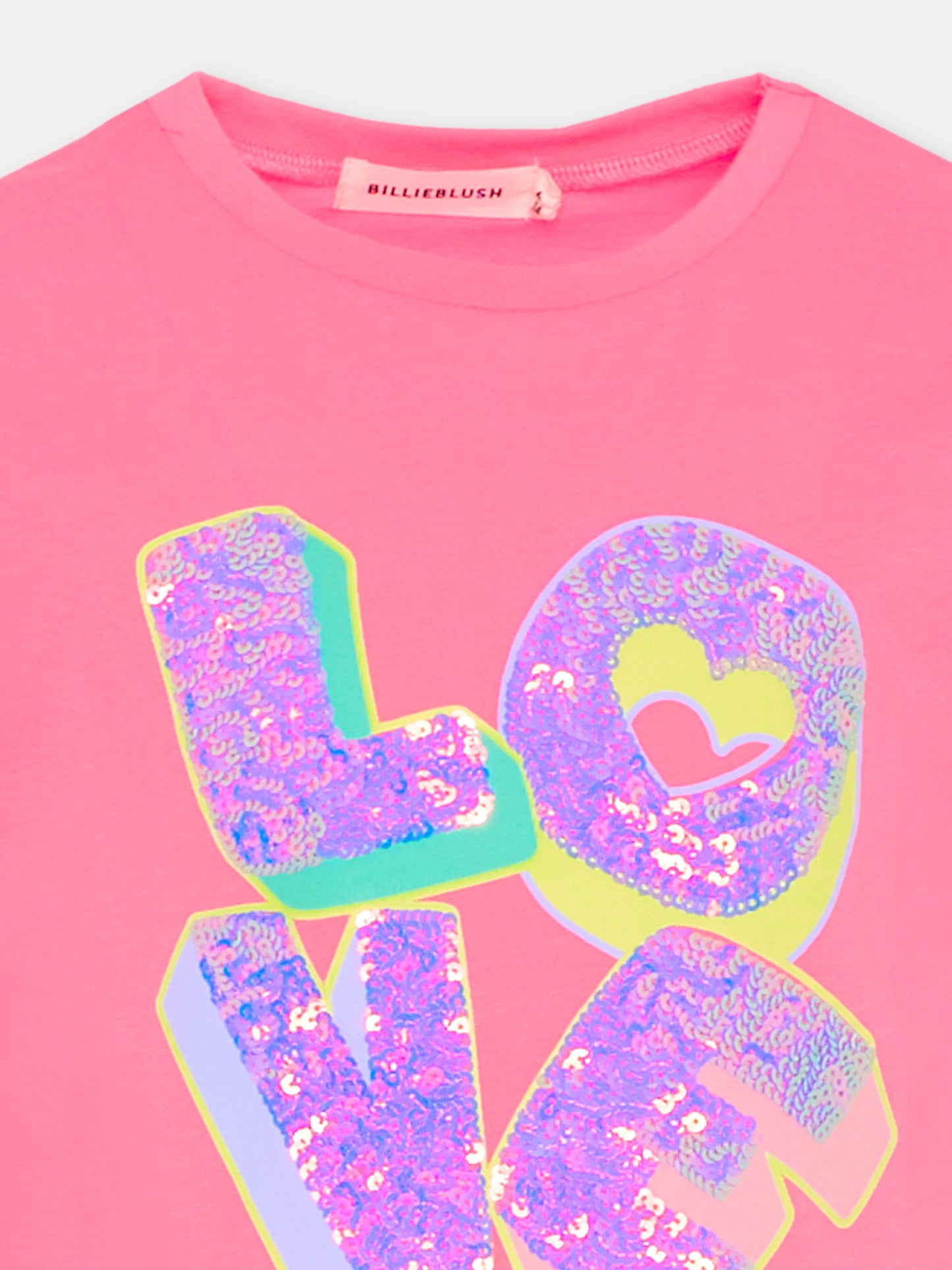 T-shirt rosa per bambina con scritta,Billieblush,U21957 499