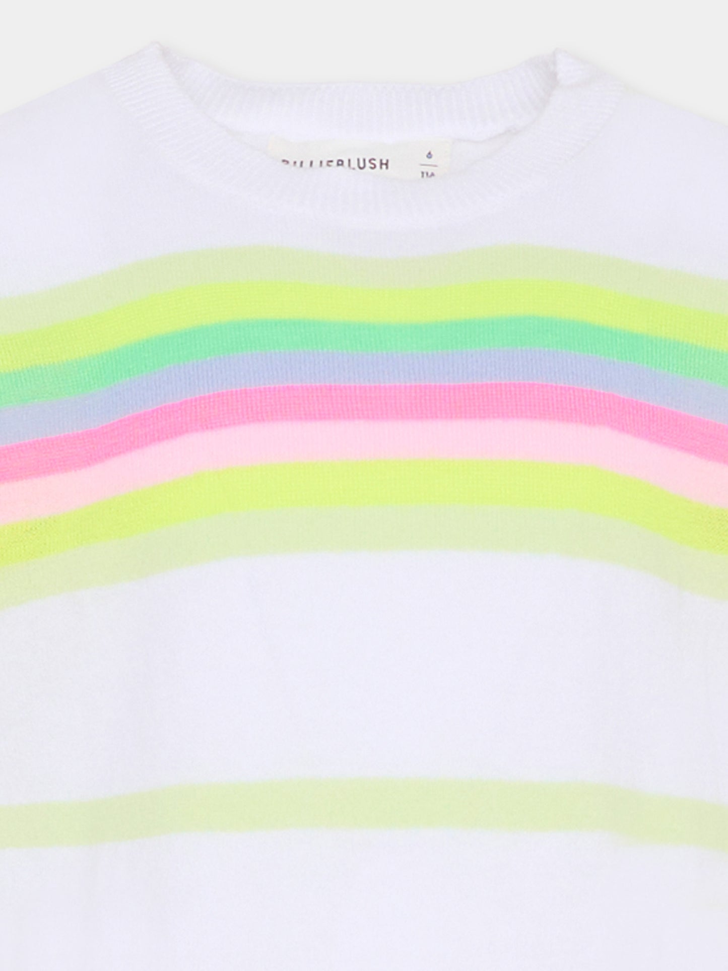 Maglione bianco per bambina con righe,Billieblush,U21969 10P