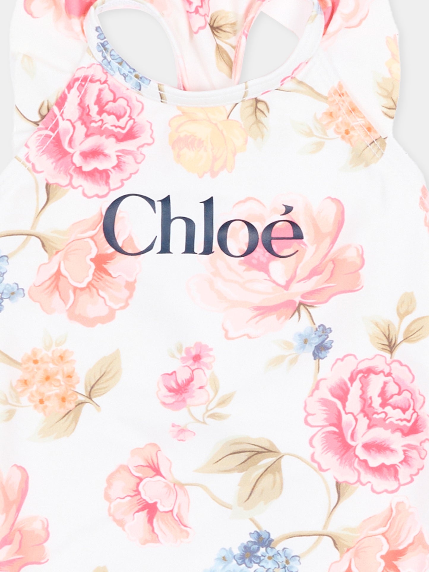 Costume intero multicolor per neonata con logo,Chloé Kids,C20915 S95