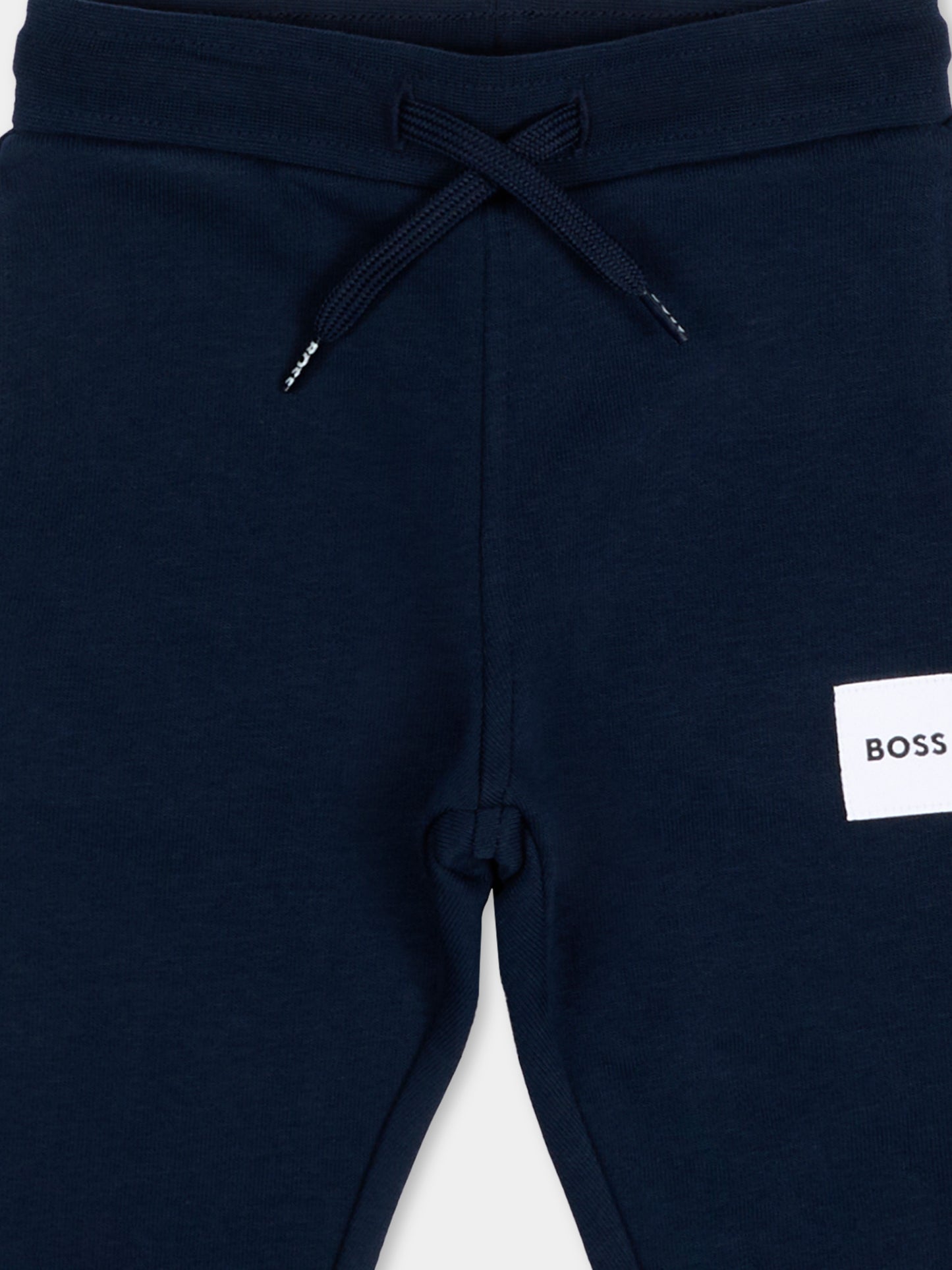 Pantaloni sportivi blu per neonato con logo,Boss,J52853 849