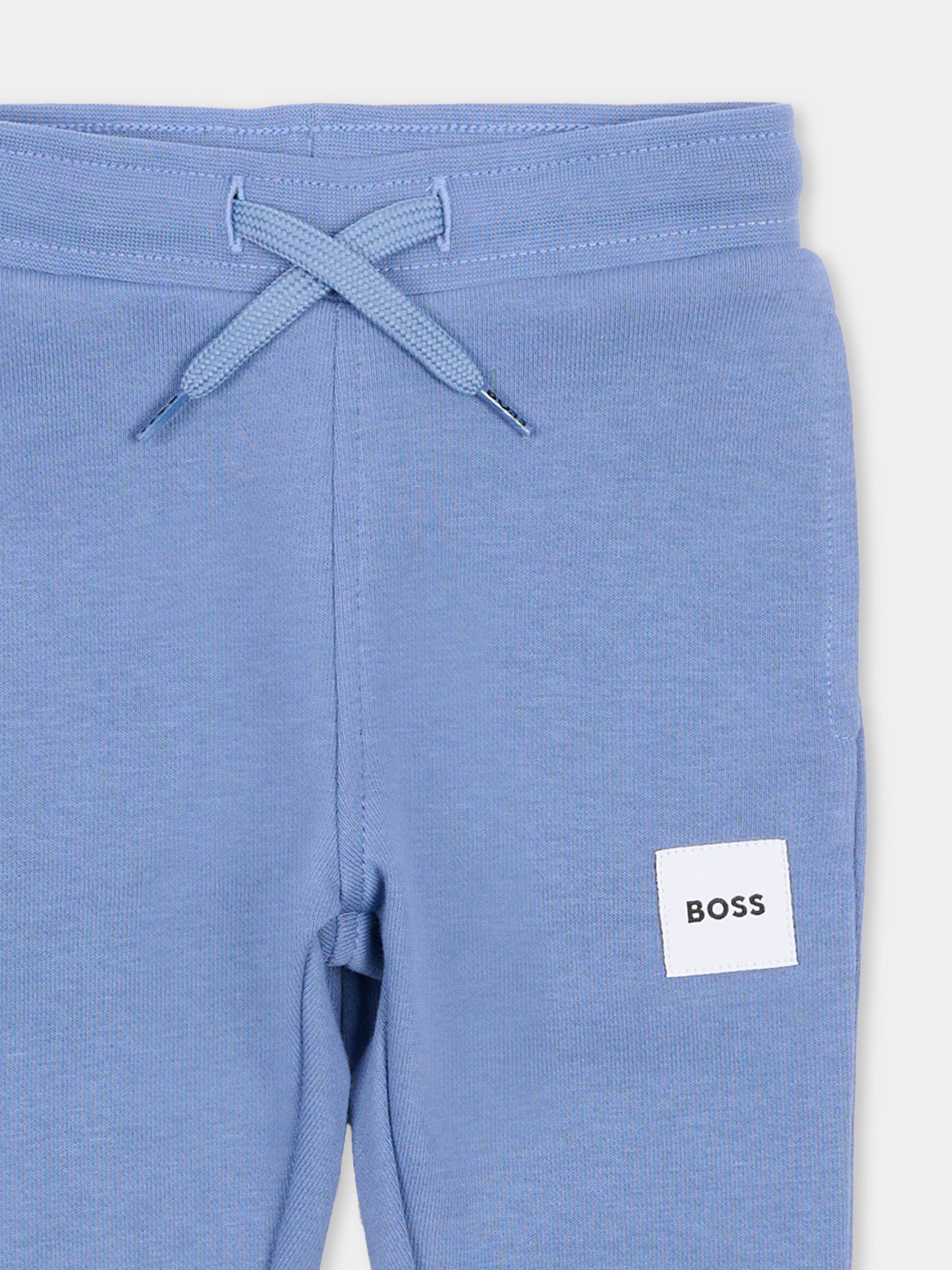 Pantaloni celesti per neonato con patch,Boss,J52853 881