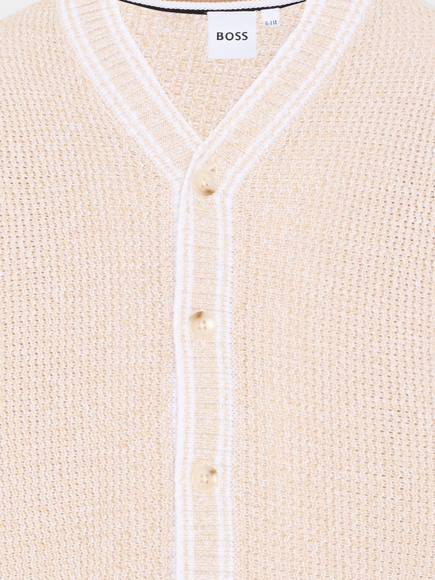 Cardigan beige per bambino a coste,Boss,J52936 249