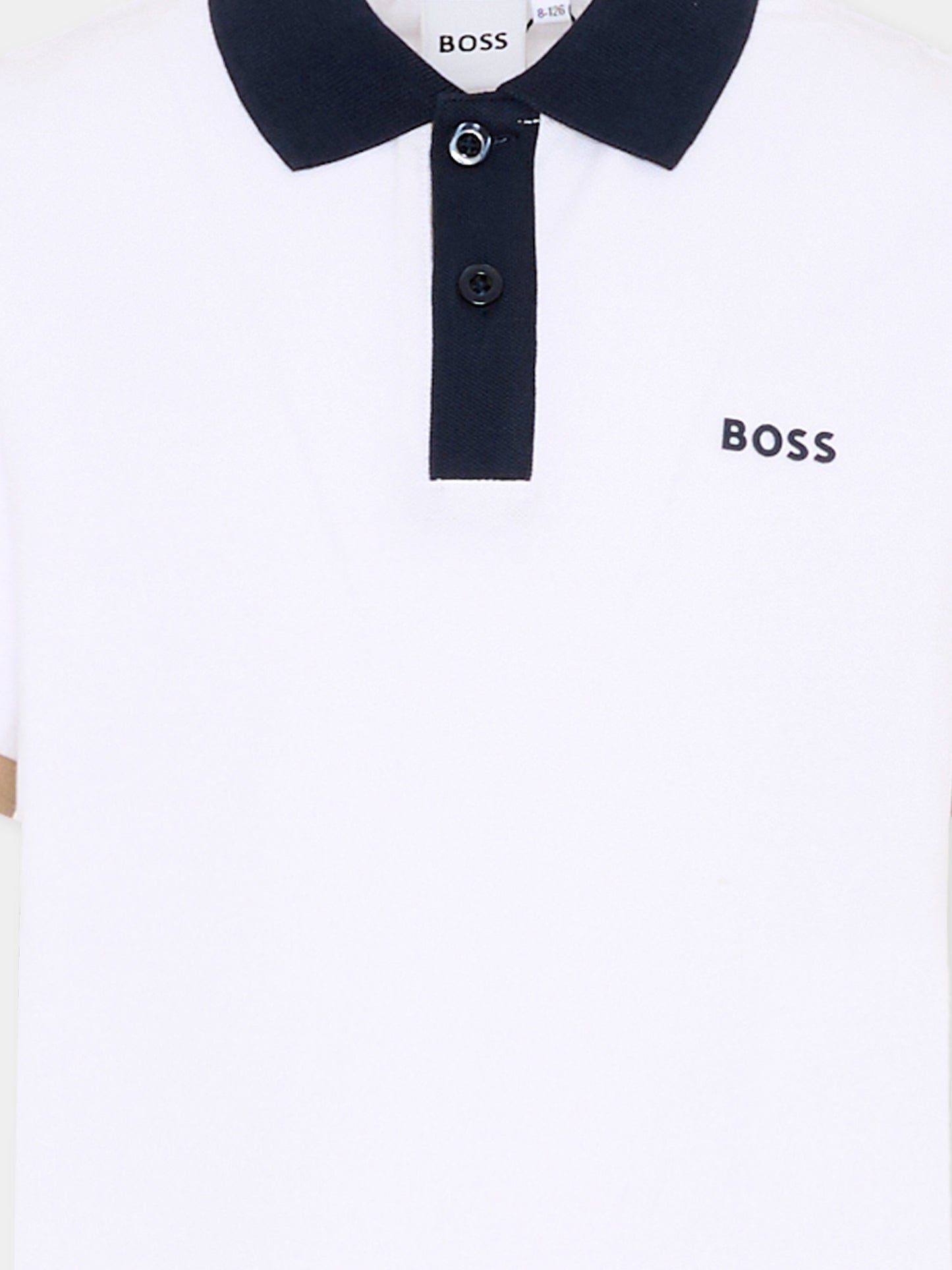 Polo bianca per bambino con logo gommato,Boss,J52955 10P