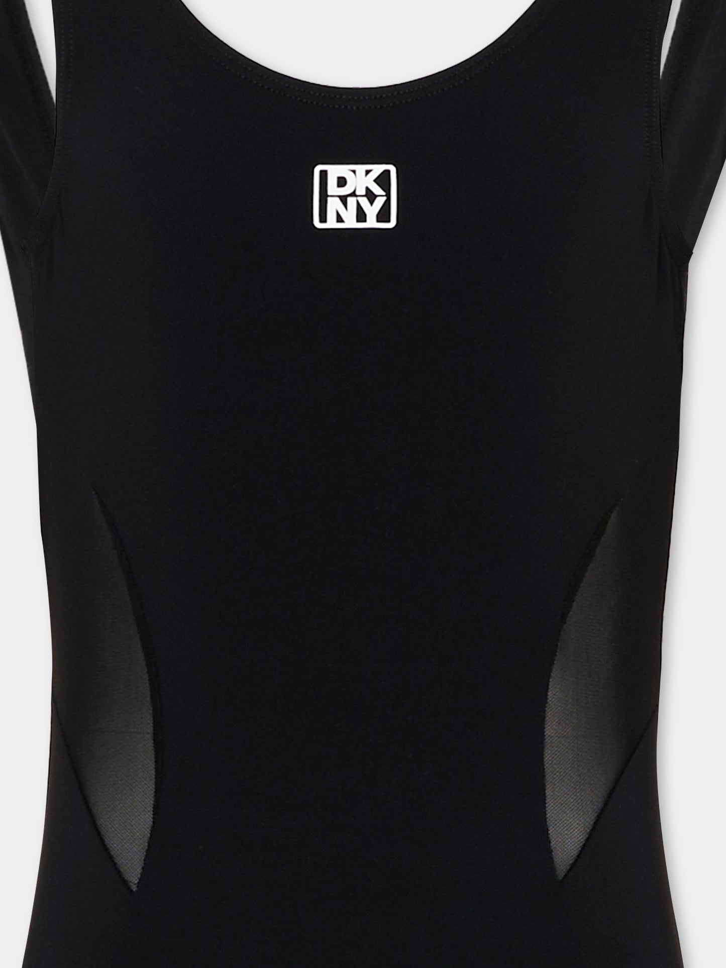 Costume intero nero per bambina con logo,Dkny,D62564 09B