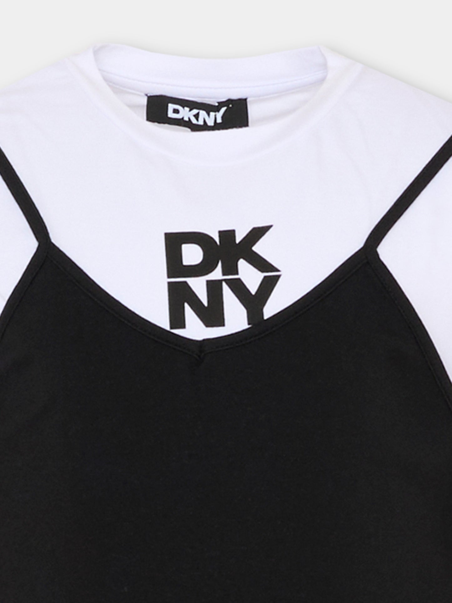 Vestito nero per bambina con logo nero,Dkny,D62599 09B