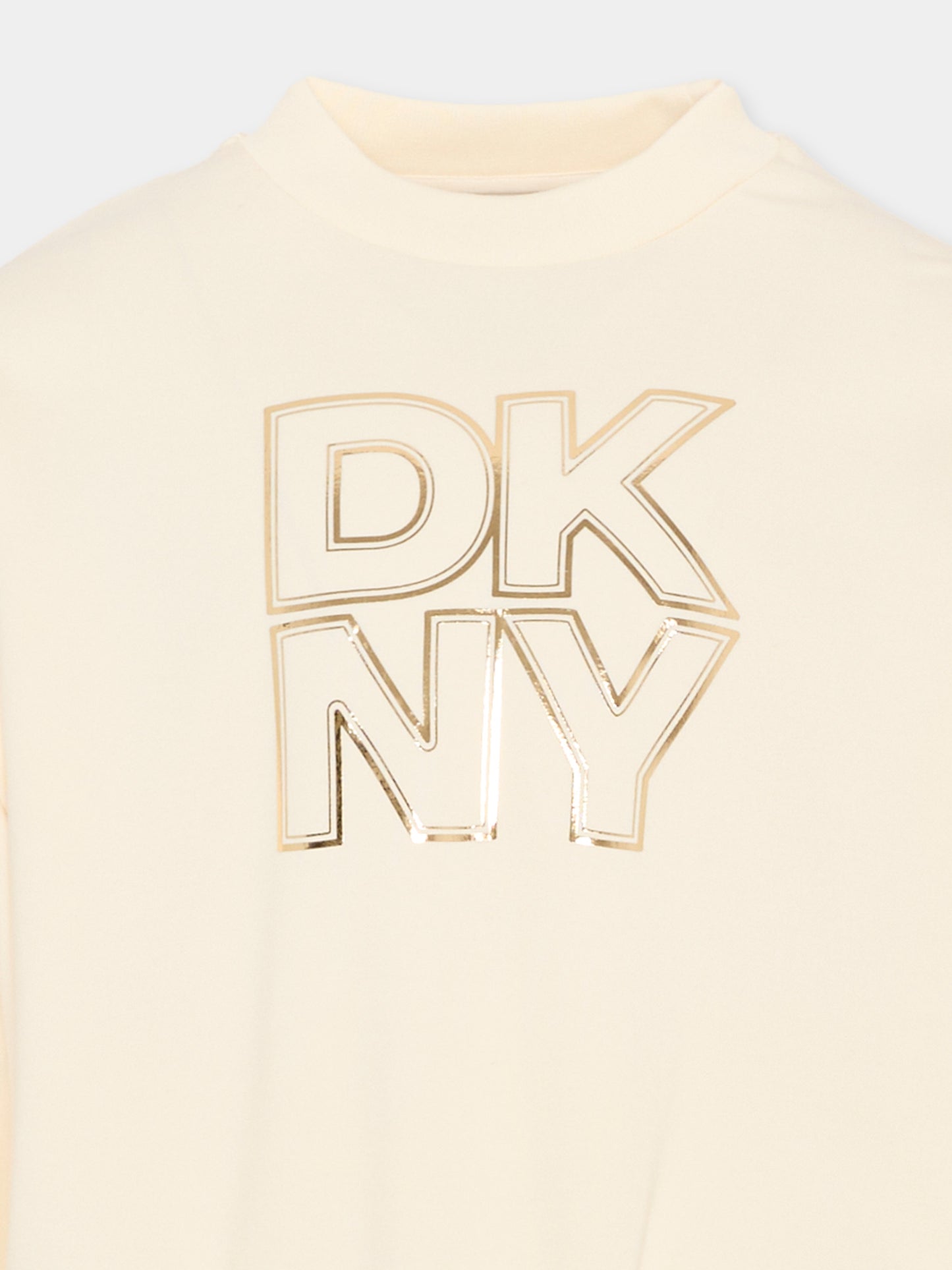Felpa gialla per bambina con logo,Dkny,D62615 519