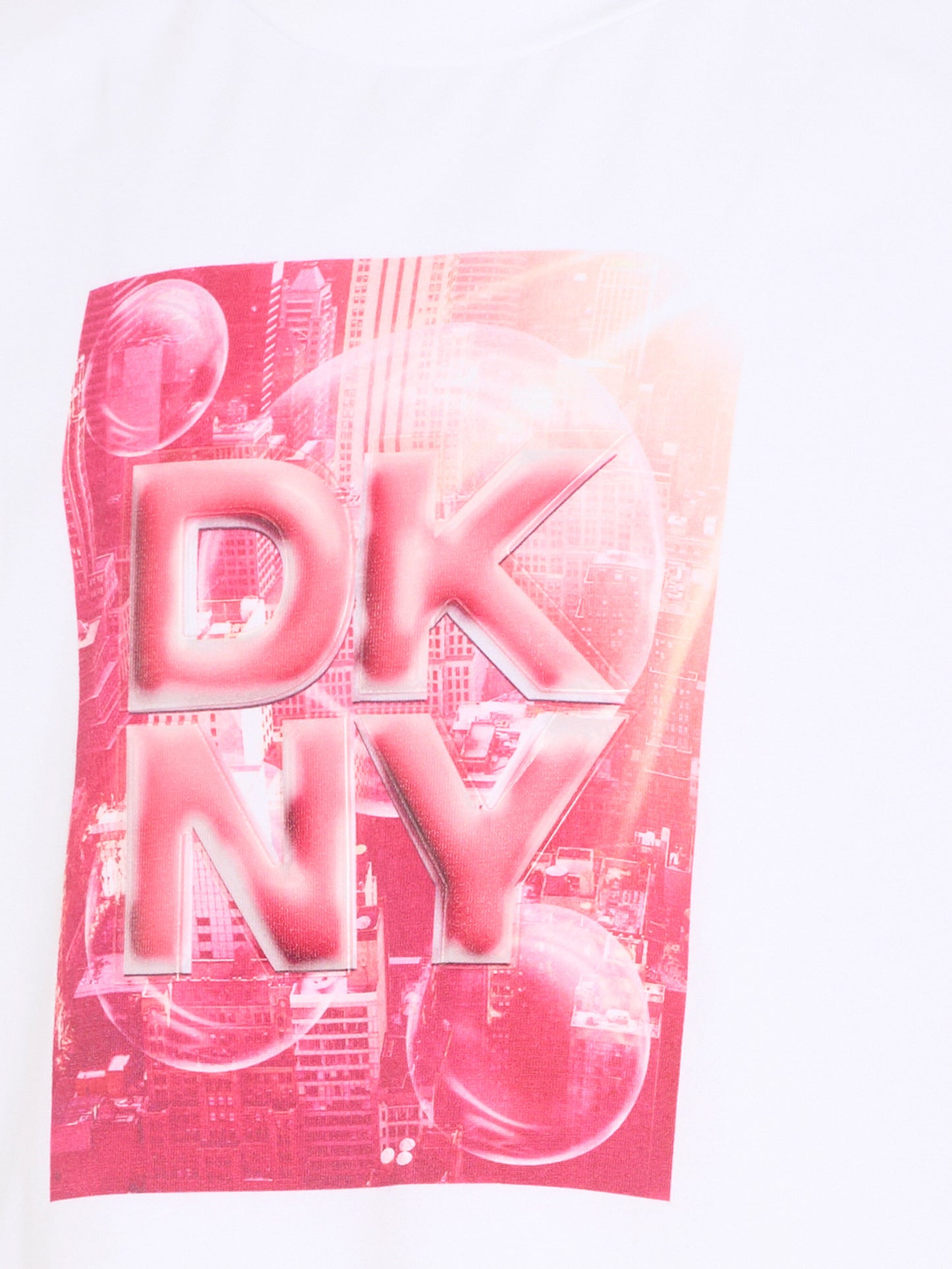 T-Shirt bianca per bambina con logo,Dkny,D62621 N54