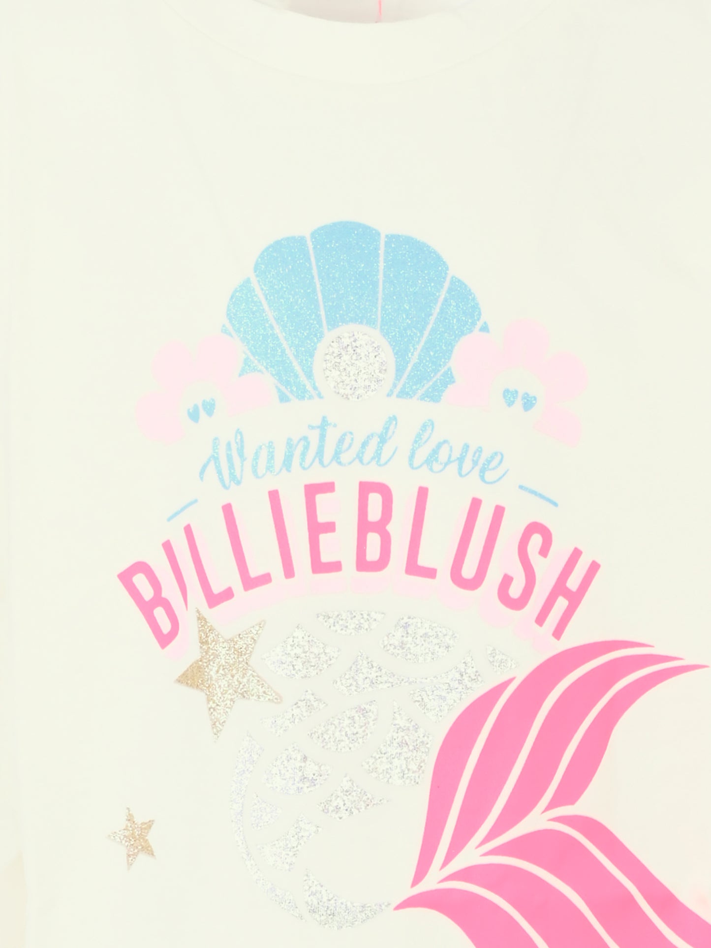 T-shirt avorio per bambina con logo e stelle,Billieblush,U20488 121