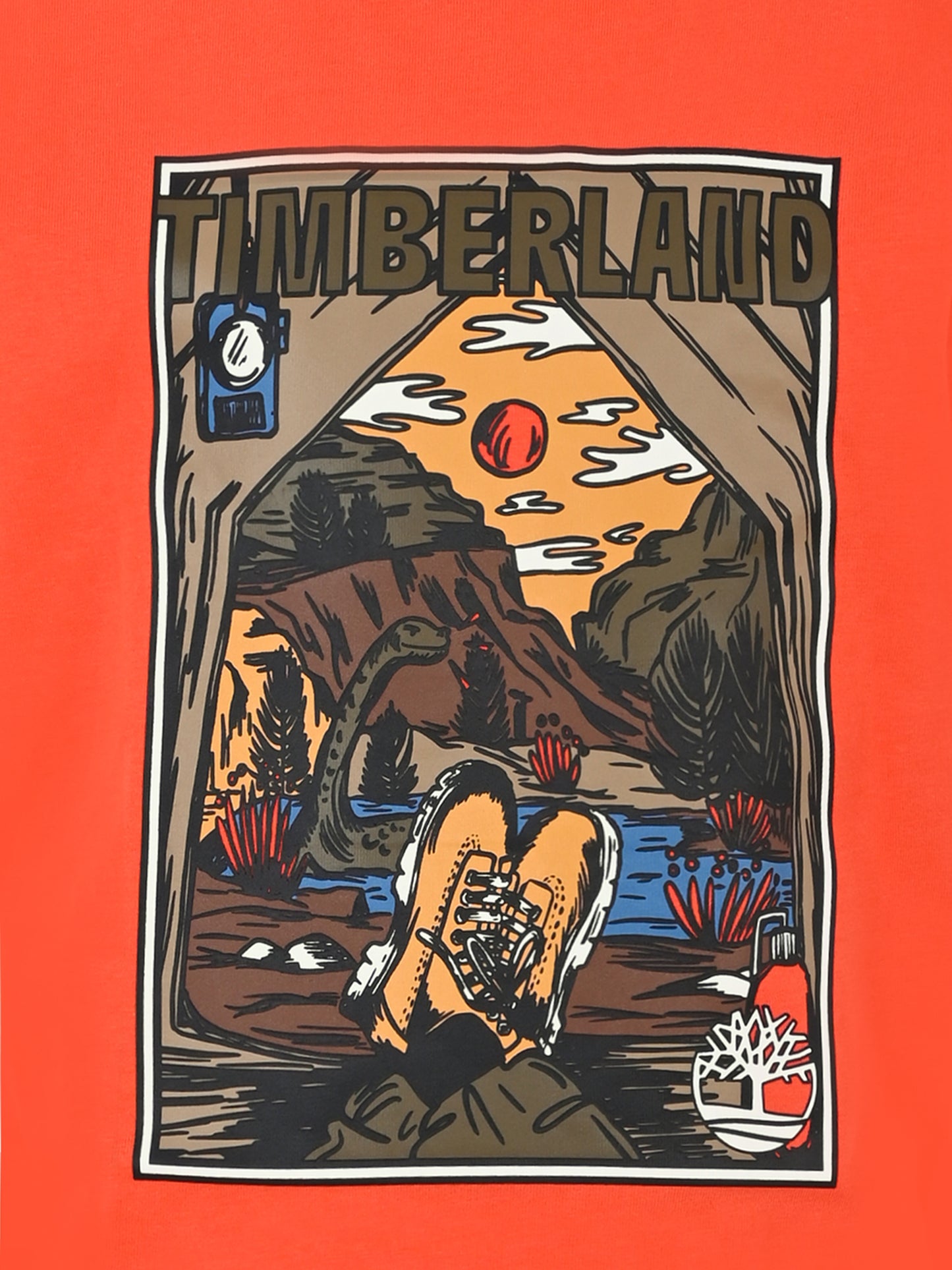 T-shirt rossa per bambino con stampa paesaggio,Timberland,T60297 98G