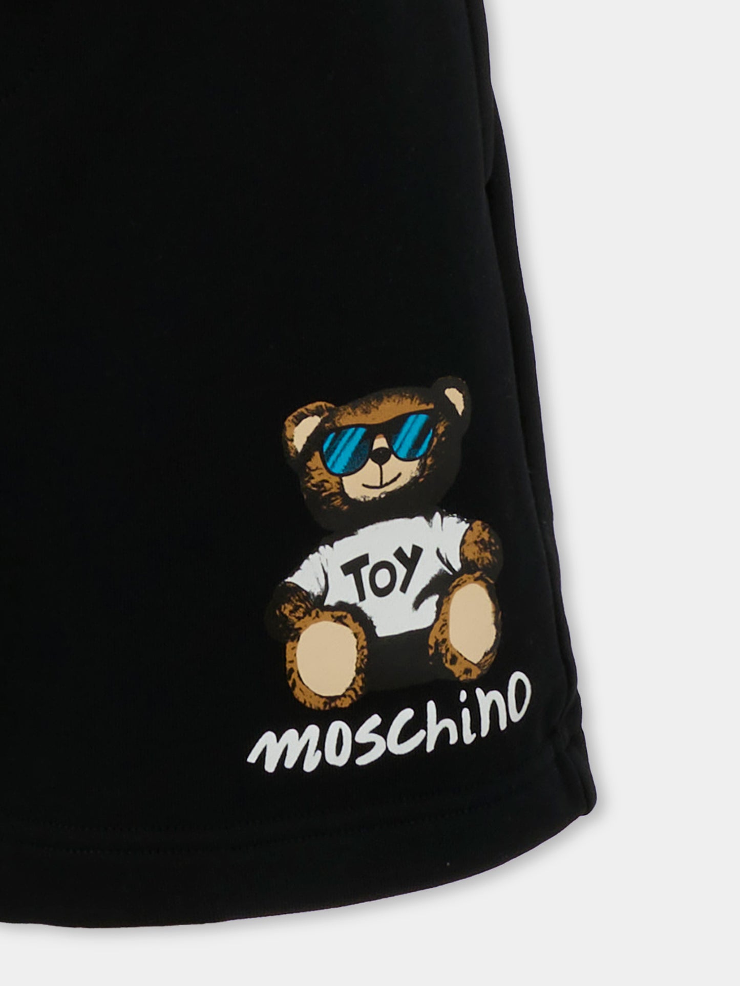 Shorts neri per bambino con Teddy Bear,Moschino Kids,HUQ02E LCA32 60100
