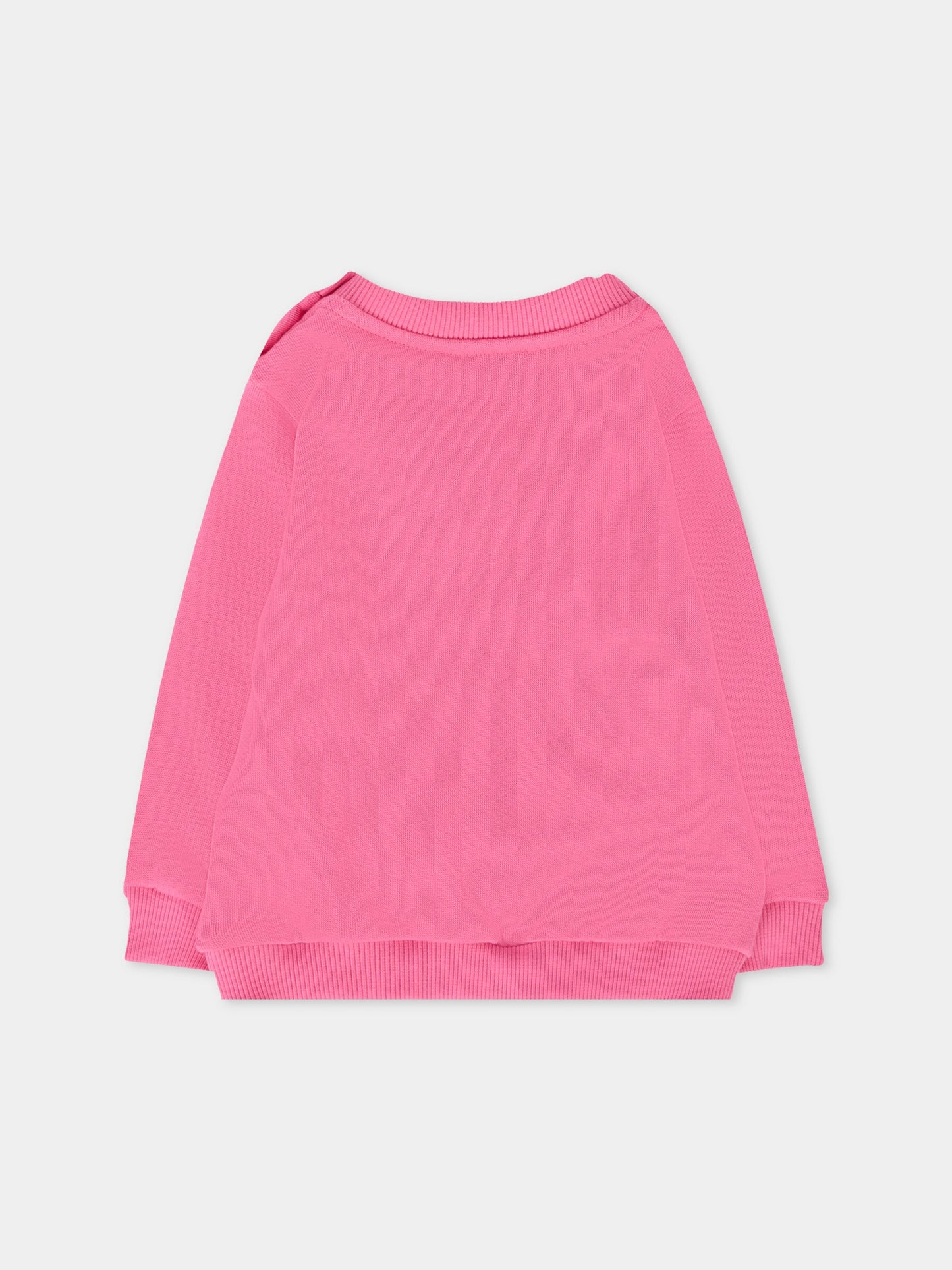 Felpa fucsia per neonata con logo,Moschino Kids,MUF05U LCA74 50533