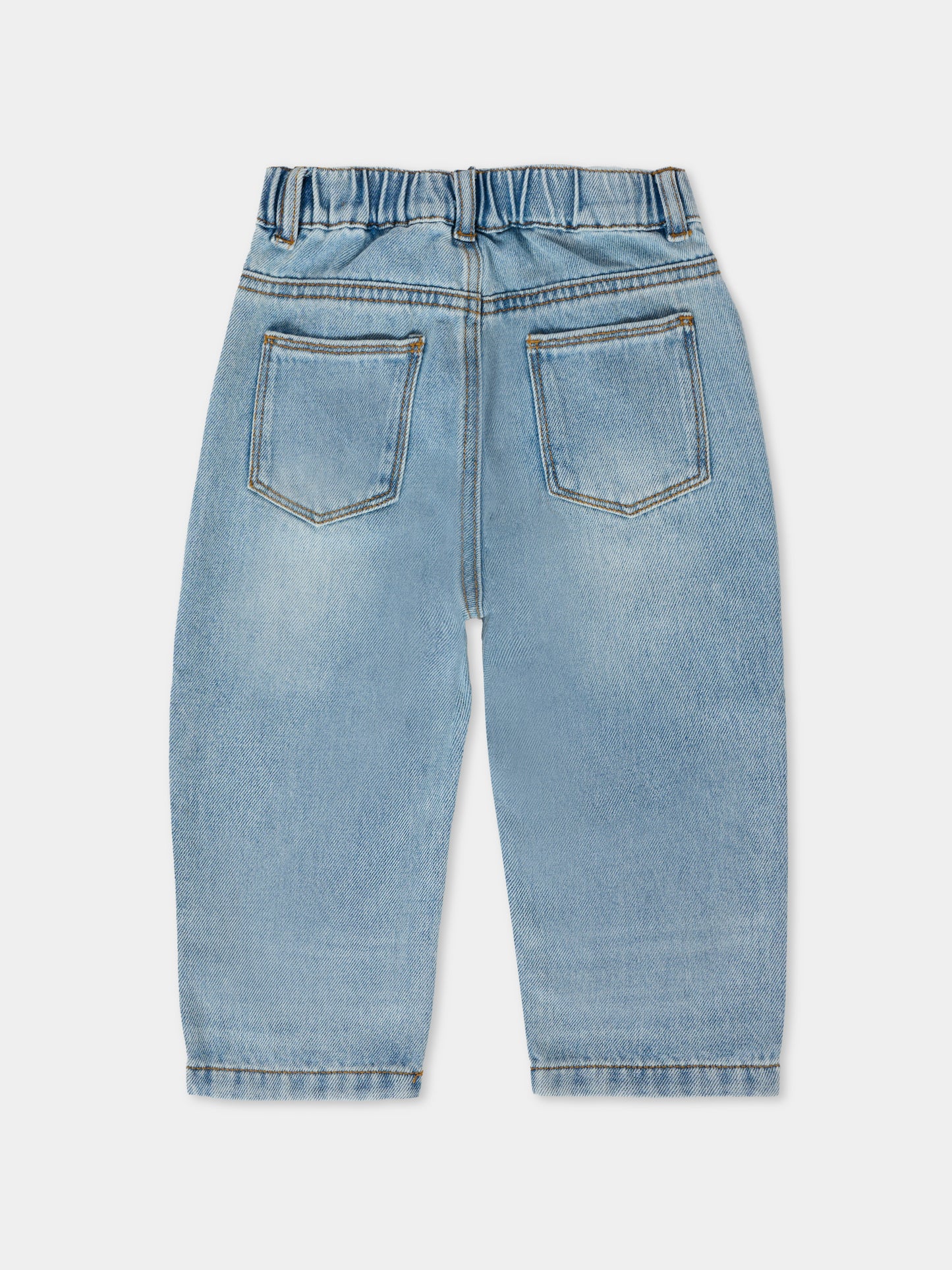 Jeans denim per neonato con patch Teddy Bear,Moschino Kids,MUP05B L0E34 41041