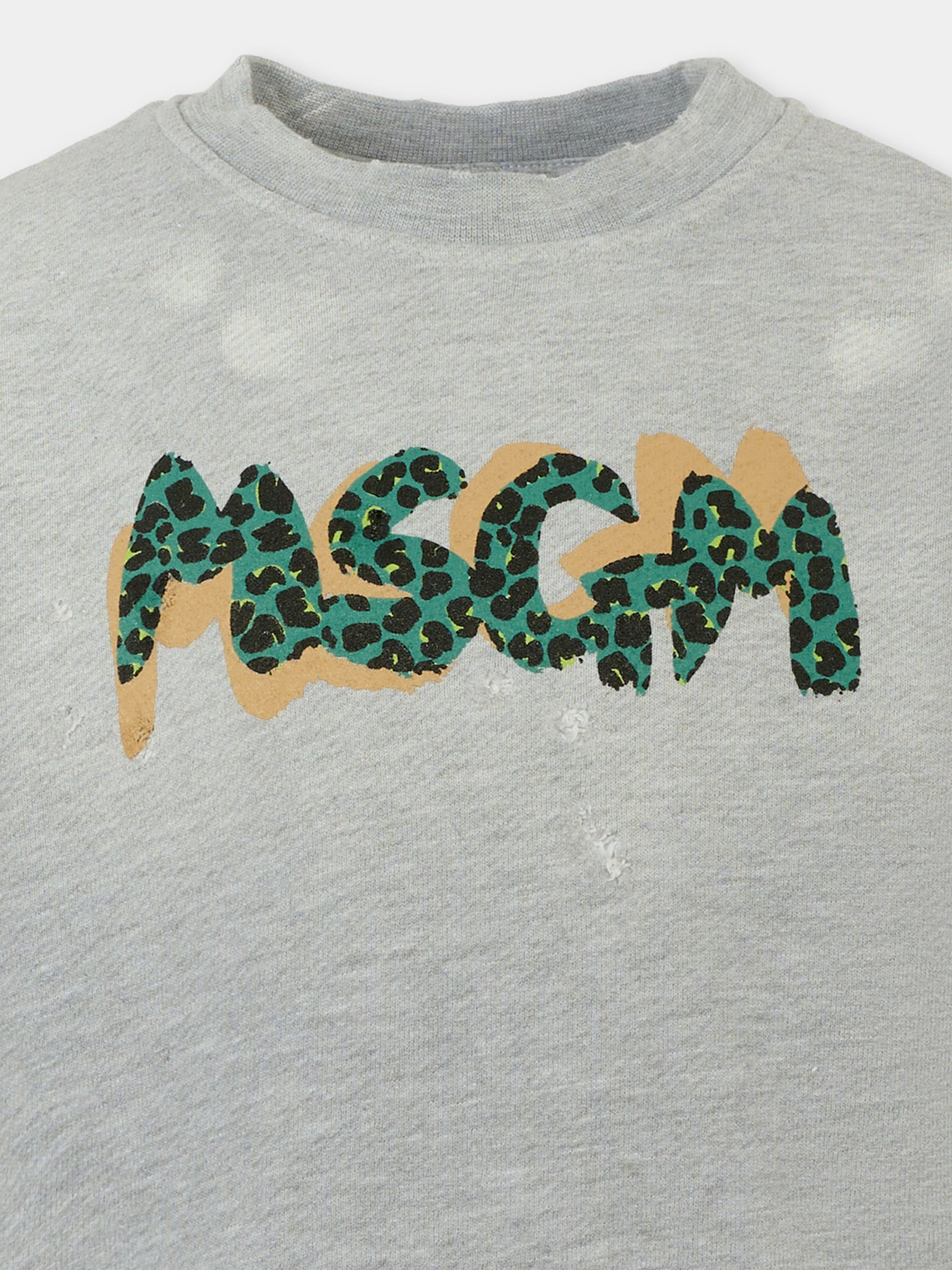Felpa grigia per bambino con logo,Msgm Kids,S5MSJBSW157 101