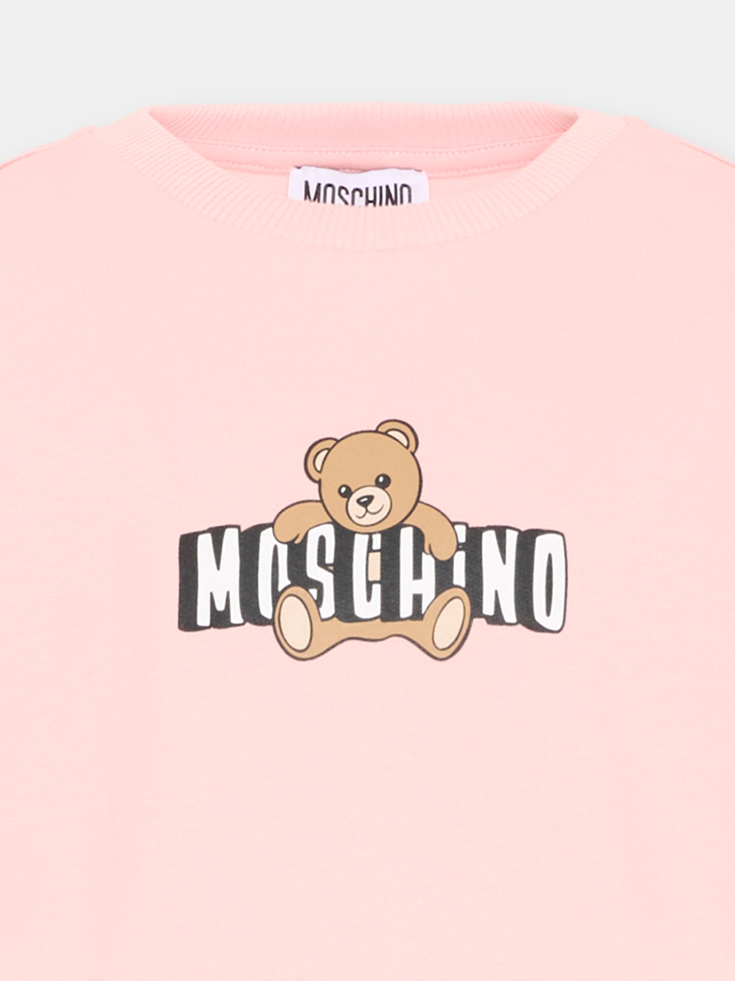 Vestito rosa per bambina con Teddy Bear,Moschino Kids,HDV0HL LCA19 50209
