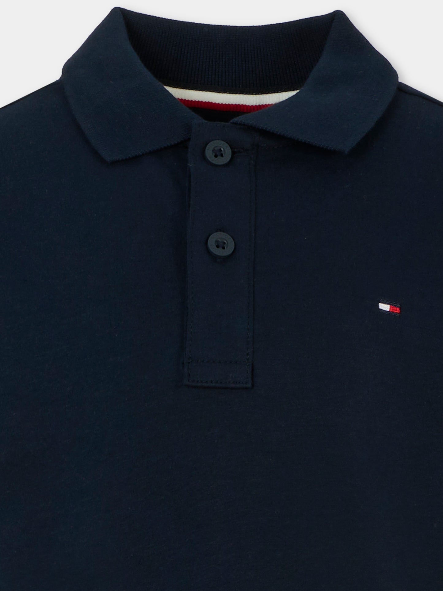 Polo blu per bambino con bandierina,Tommy Hilfiger Junior,KB0KB09333 C1G