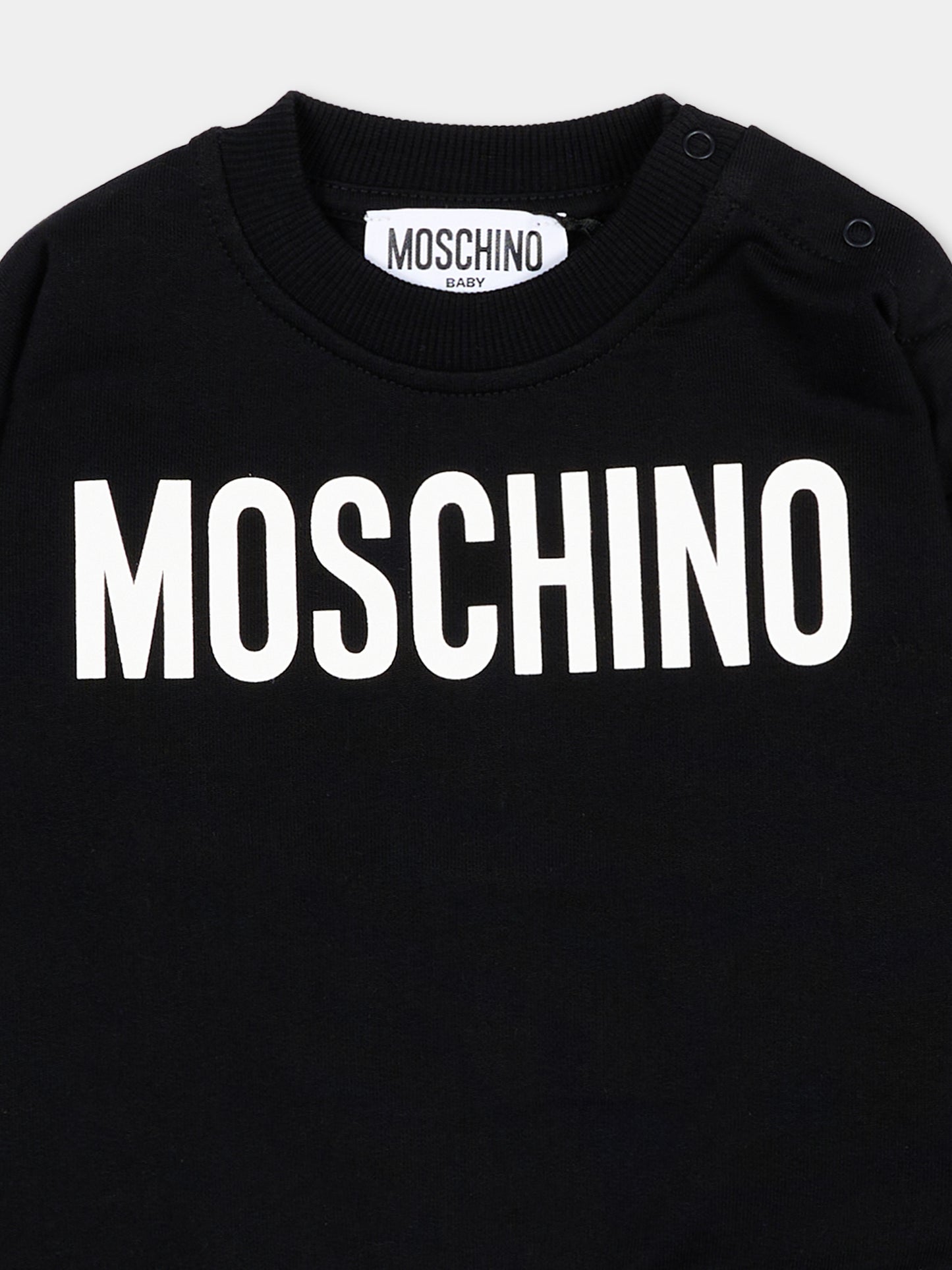 Felpa nero per neonati con logo,Moschino Kids,MUF06C LCA52 60100