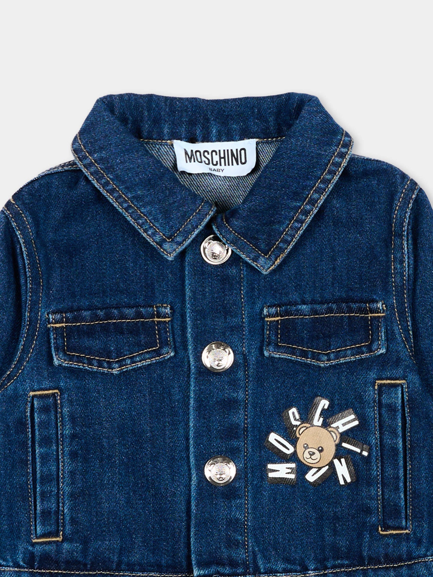 Giubbotto di jeans per neonati con Teddy Bear,Moschino Kids,MUS035 L0E34 41104