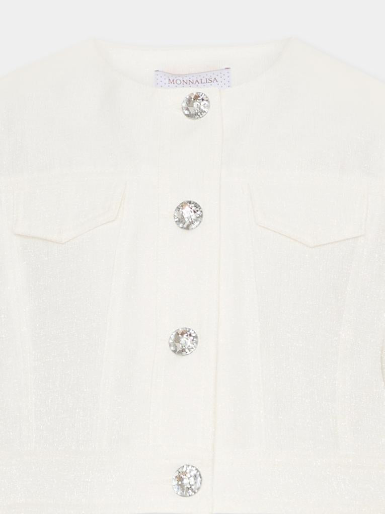 Giacca avorio per bambina con cristalli,Monnalisa,71G104 - 7124 - 0001