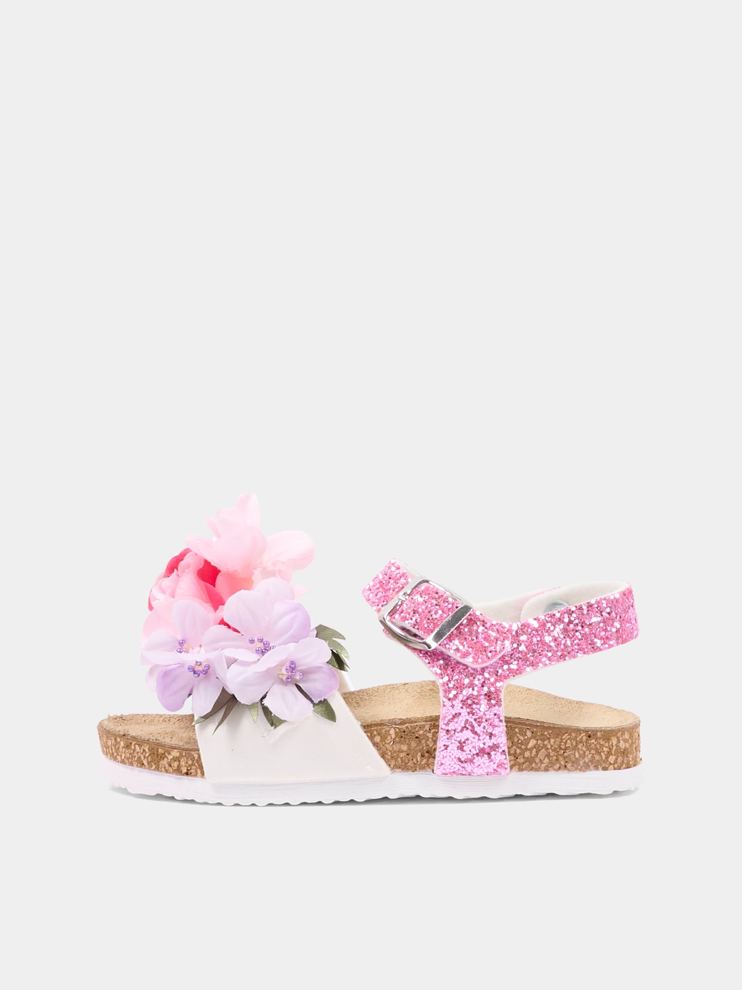 Sandali rosa per bambina con fiori,Monnalisa,8CG010 - 7708 - 0090
