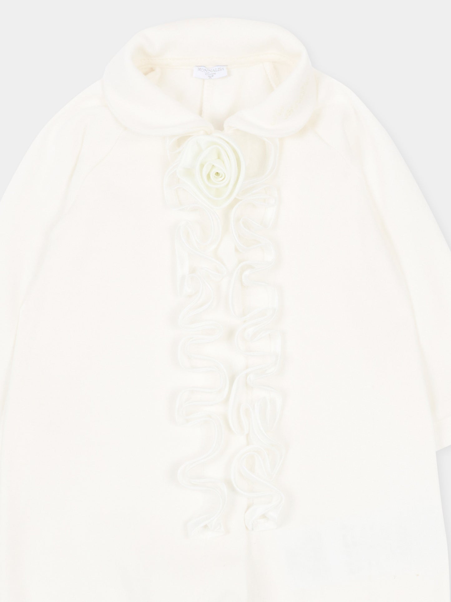 Set tutina bianco per neonata con rosa,Monnalisa,35G501 - 7010 - 0001