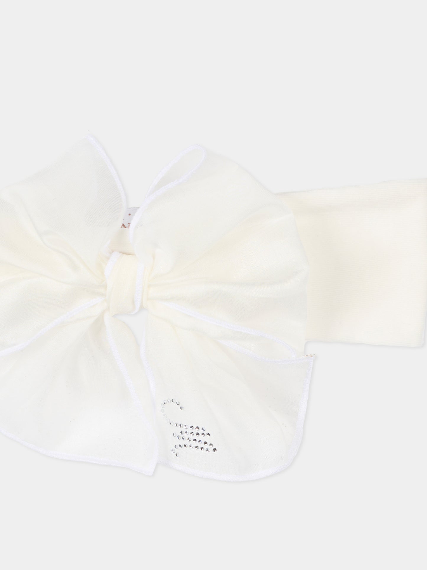 Fascia bianca per neonata con fiocco,Monnalisa,73G006 - 7133 - 0001